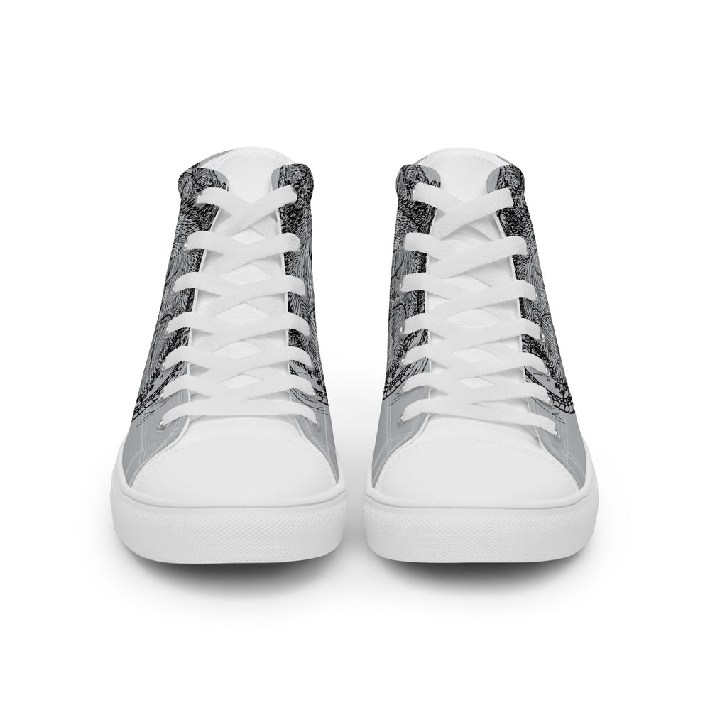 
                  
                    Grey Men’s High Top Shoes | Mythical Creature Print
                  
                