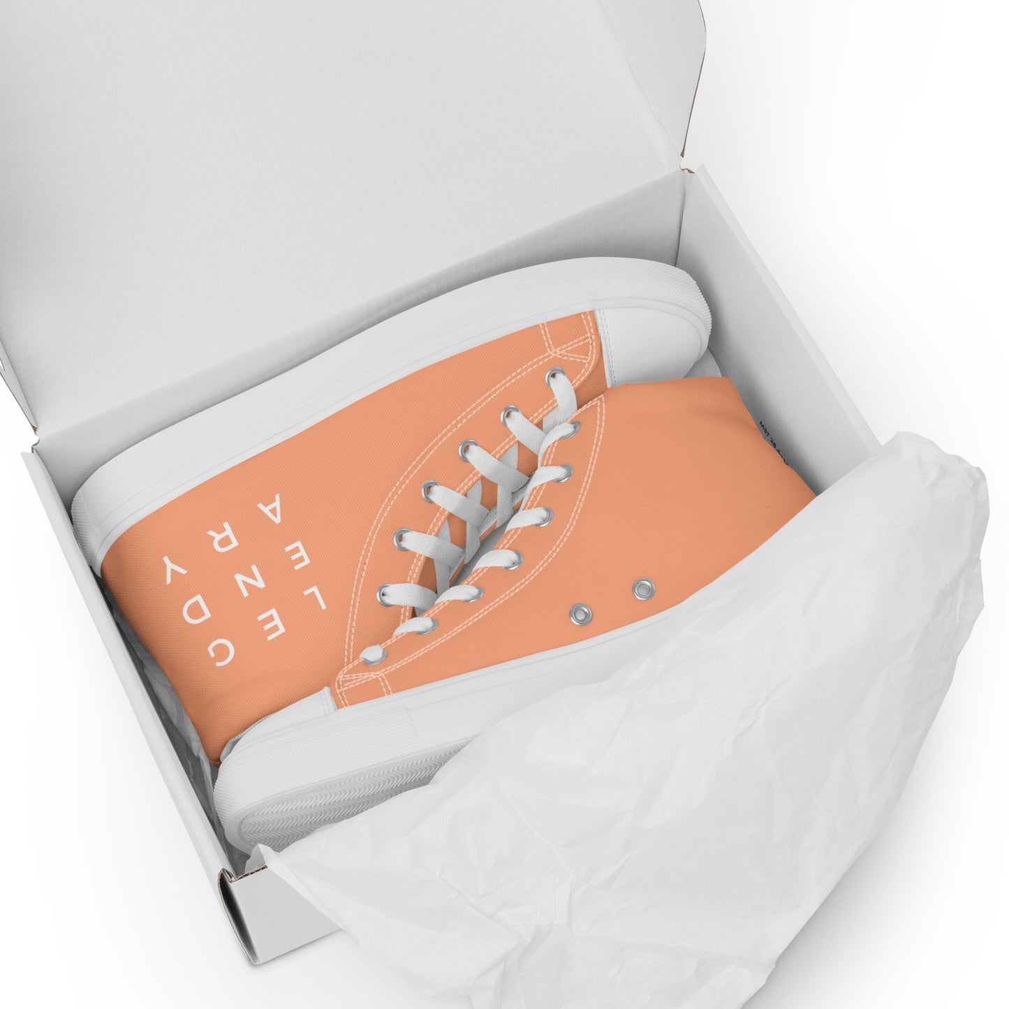
                  
                    Trendy Peach Men’s High Top Canvas Shoes | with LEGENDARY Print
                  
                