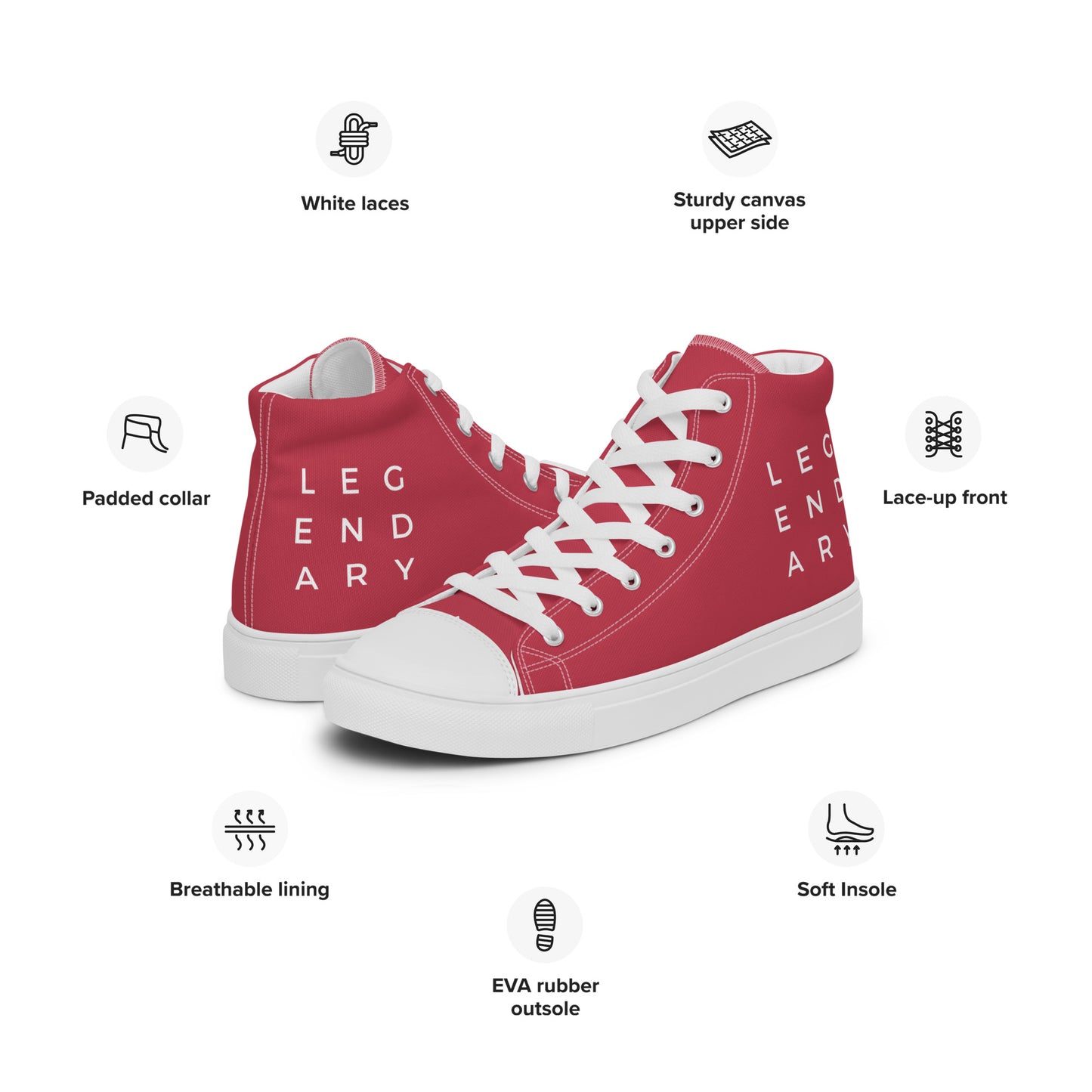 
                  
                    Vibrant Red Men’s high top shoes | LEGENDARY Print
                  
                