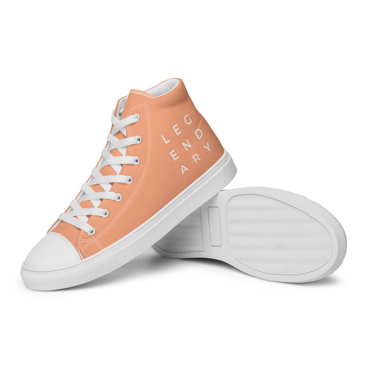 
                  
                    Trendy Peach Men’s High Top Canvas Shoes | with LEGENDARY Print
                  
                