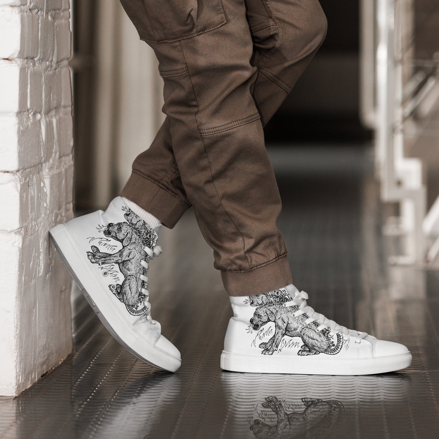 
                  
                    Mythos White Men’s High Top Shoes | Mythical Creature Print
                  
                