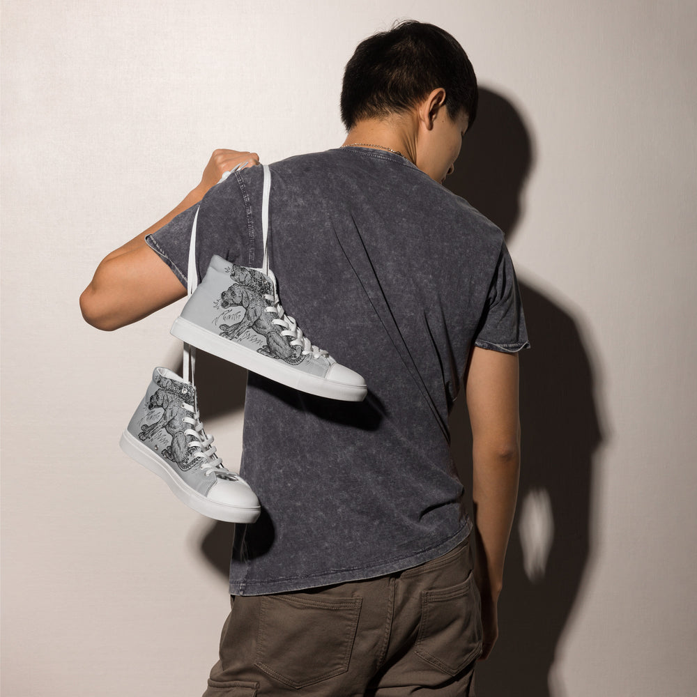 Grey Men’s High Top Shoes | Mythical Creature Print