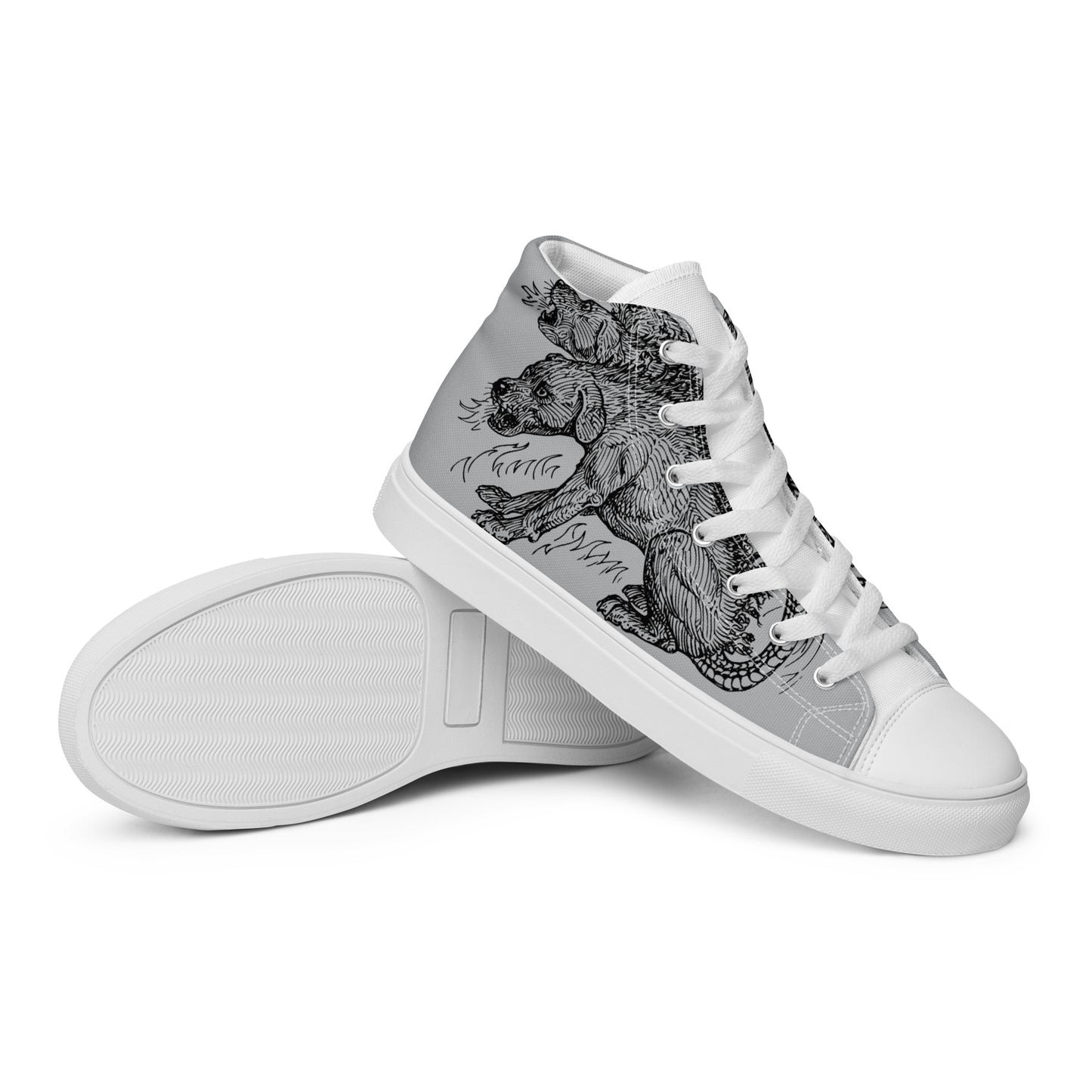 
                  
                    Grey Men’s High Top Shoes | Mythical Creature Print
                  
                