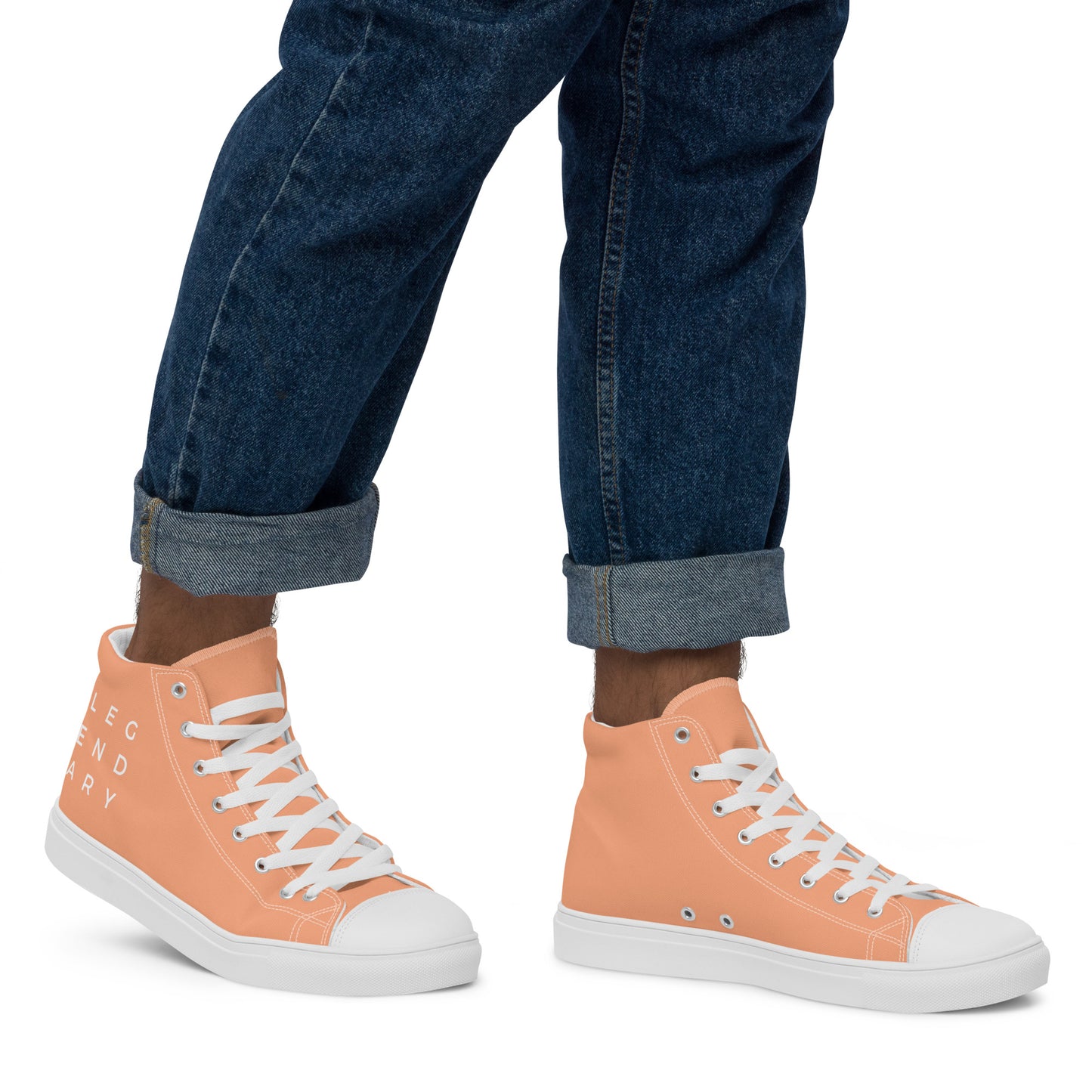 
                  
                    Trendy Peach Men’s High Top Canvas Shoes | with LEGENDARY Print
                  
                