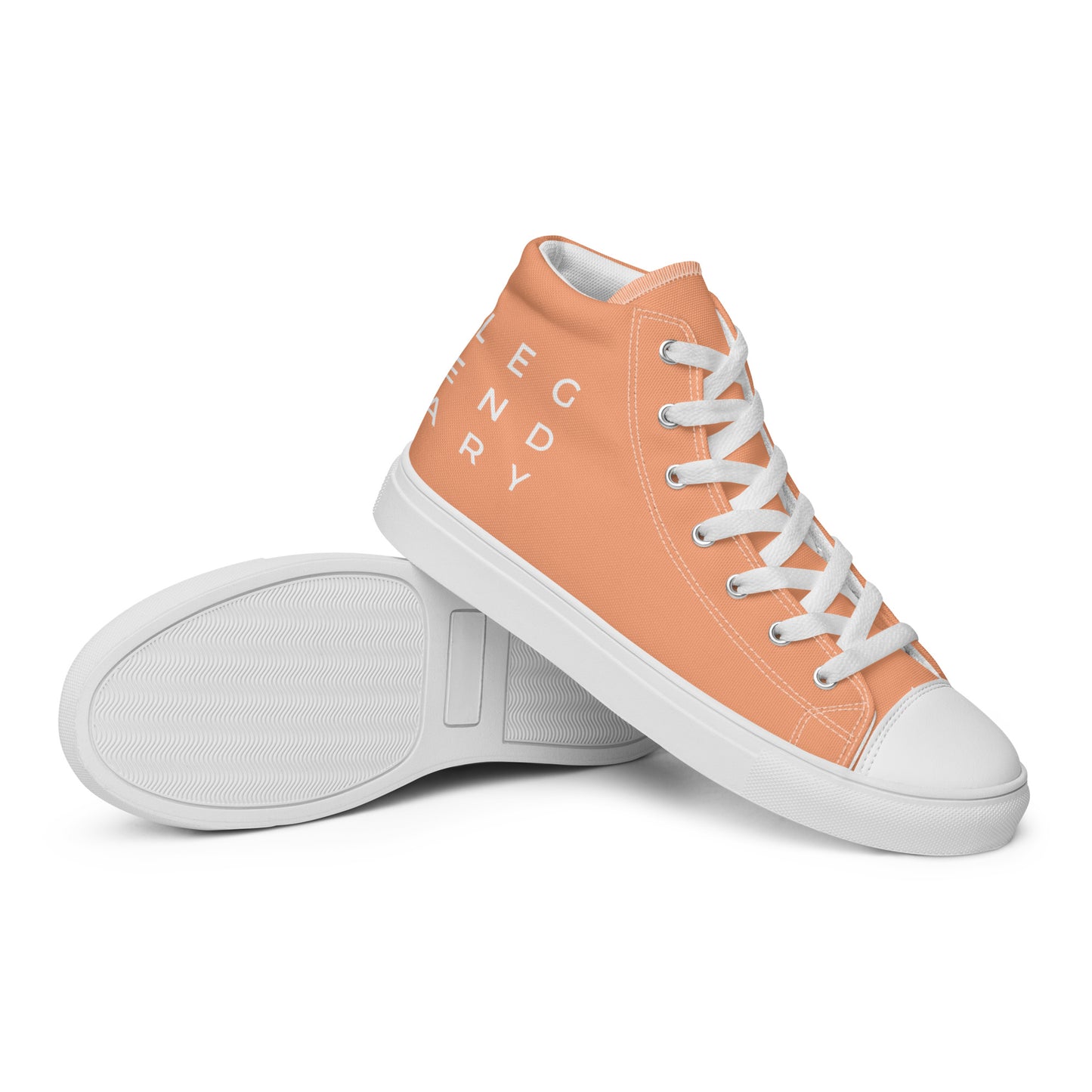 
                  
                    Trendy Peach Men’s High Top Canvas Shoes | with LEGENDARY Print
                  
                