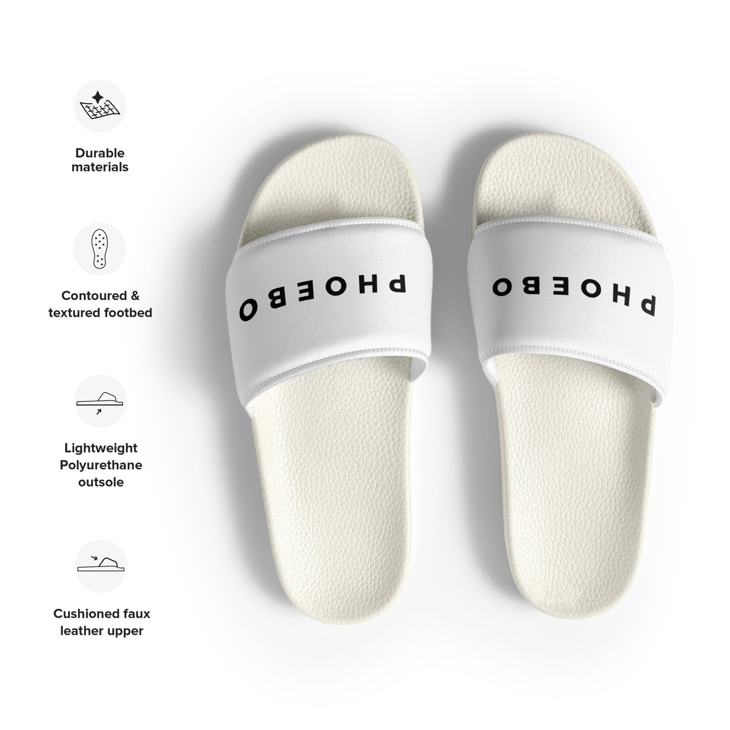 
                  
                    Phoebo White Men’s slides | Black Print
                  
                