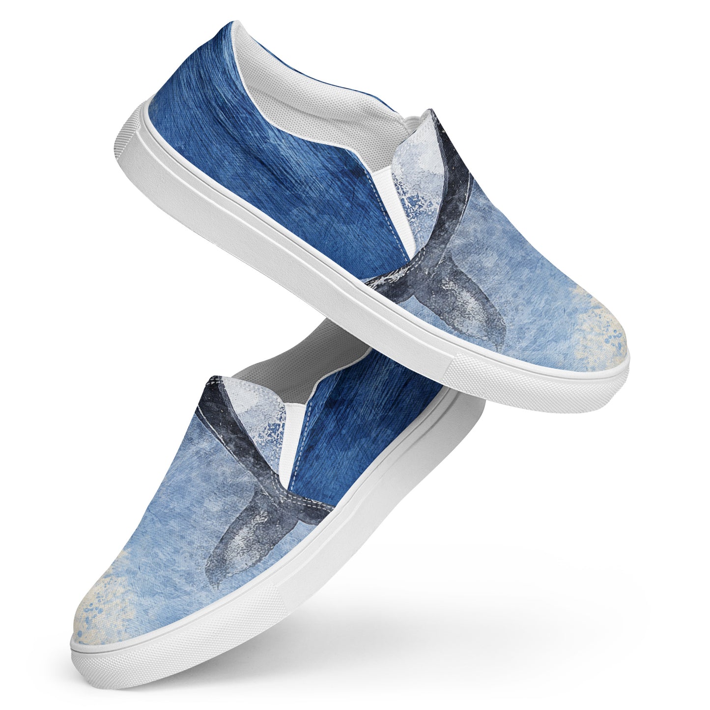 
                  
                    Men’s Blue Slip-On Canvas Shoes | Whale Print
                  
                