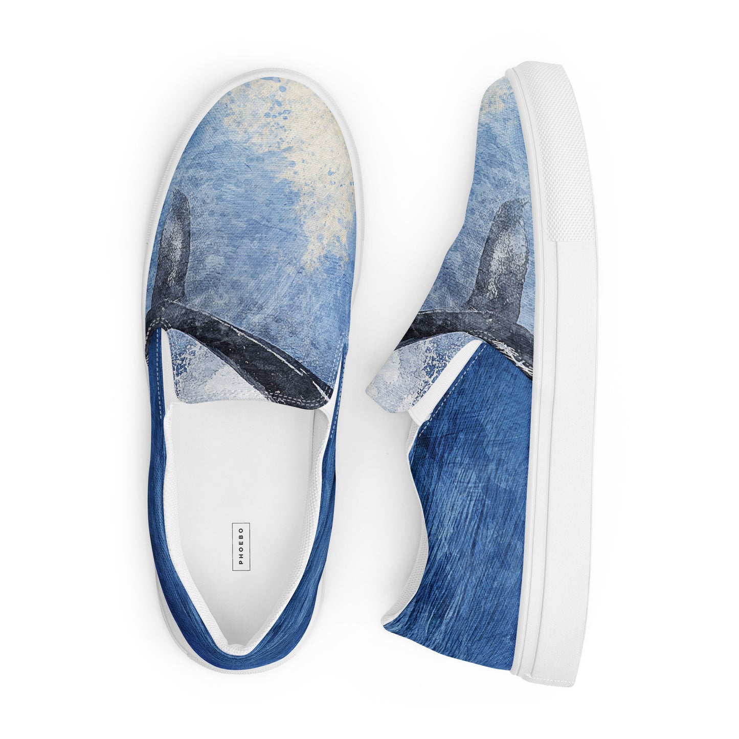 
                  
                    Men’s Blue Slip-On Canvas Shoes | Whale Print
                  
                