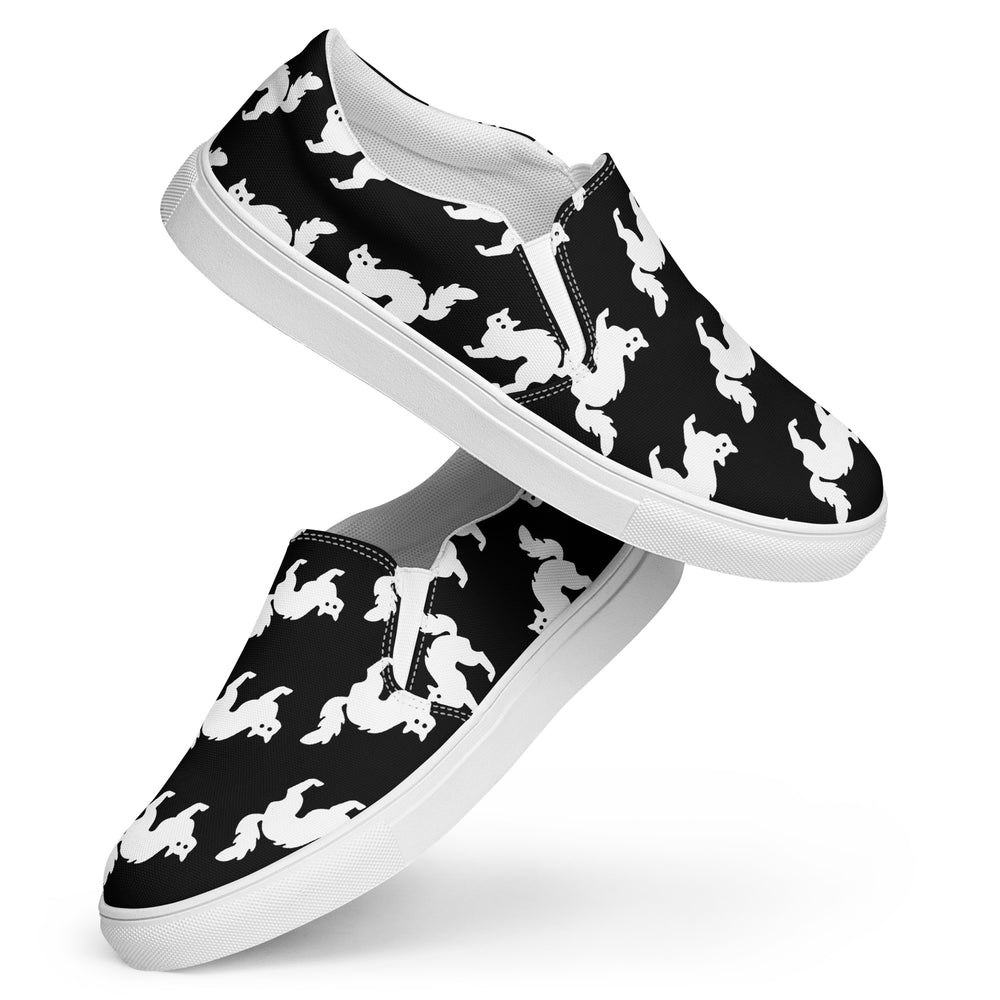 
                  
                    Men’s Slip-On Canvas Shoes | White Cat Print for Casual Style
                  
                