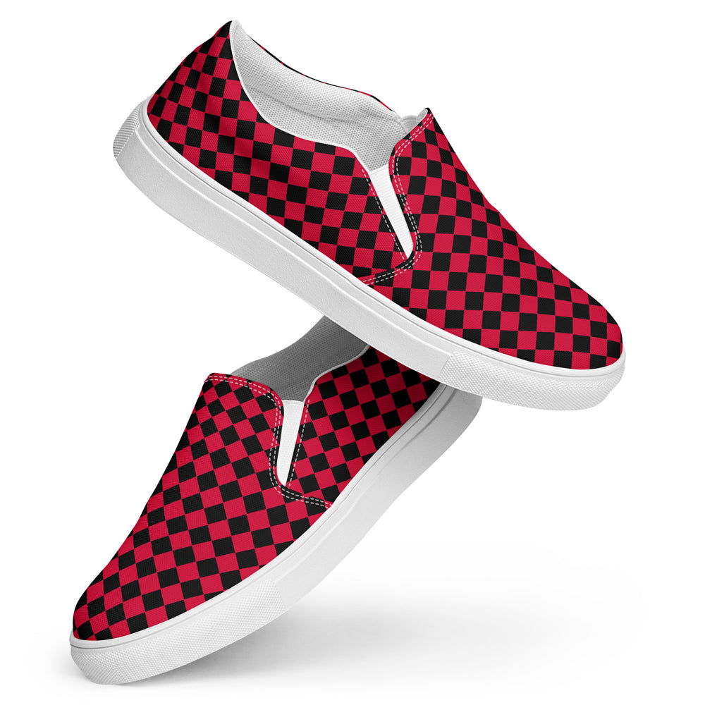 
                  
                    Black/Red Men’s Slip-On Canvas Shoes | Comfortable for Effortless Wear
                  
                