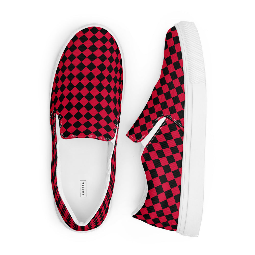 
                  
                    Black/Red Men’s Slip-On Canvas Shoes | Comfortable for Effortless Wear
                  
                