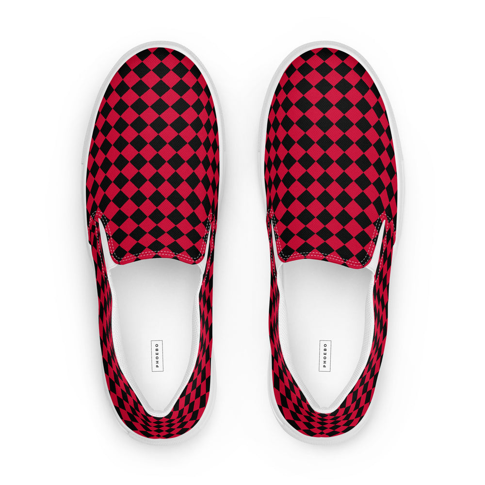 
                  
                    Black/Red Men’s Slip-On Canvas Shoes | Comfortable for Effortless Wear
                  
                