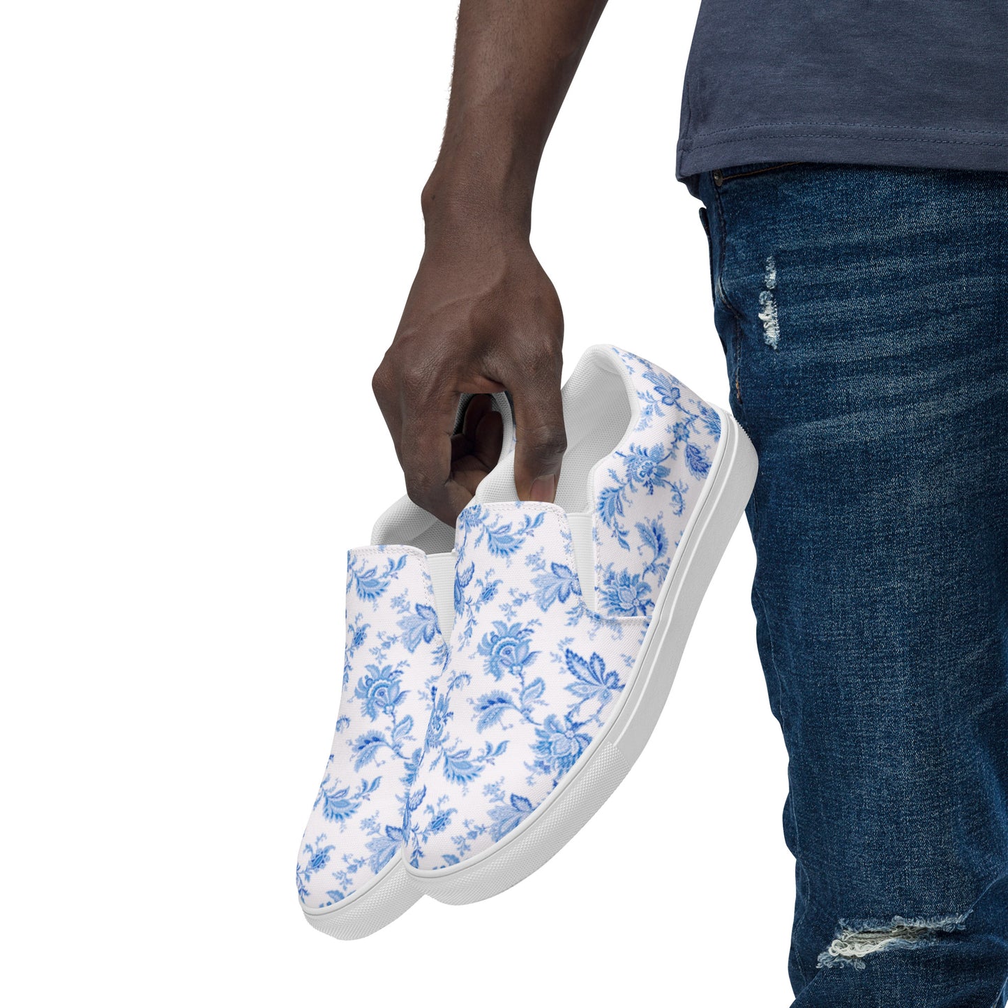 
                  
                    Floral Blue Men's Slip-On Canvas Shoes | Stylish and Comfortable Casual Footwear
                  
                