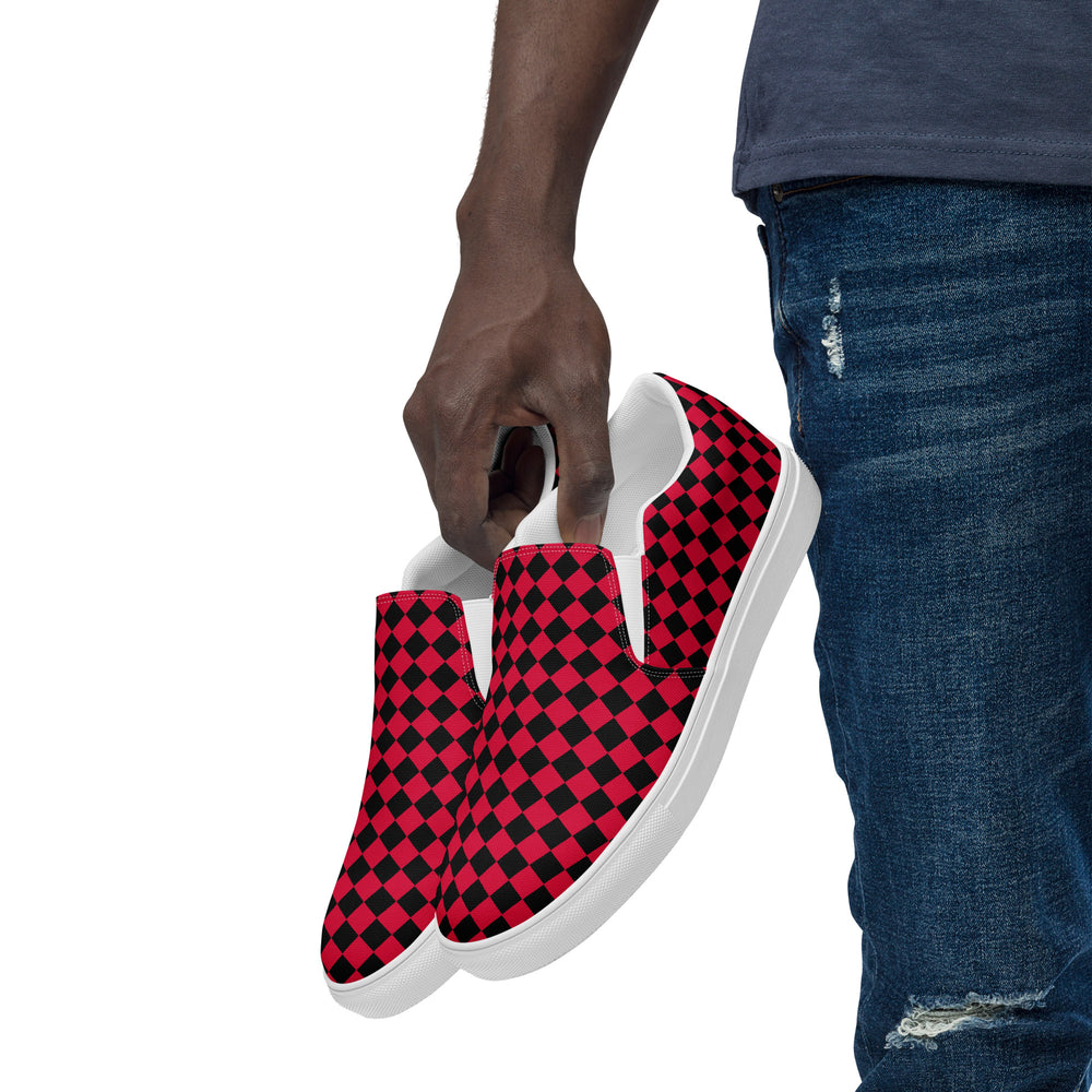 
                  
                    Black/Red Men’s Slip-On Canvas Shoes | Comfortable for Effortless Wear
                  
                