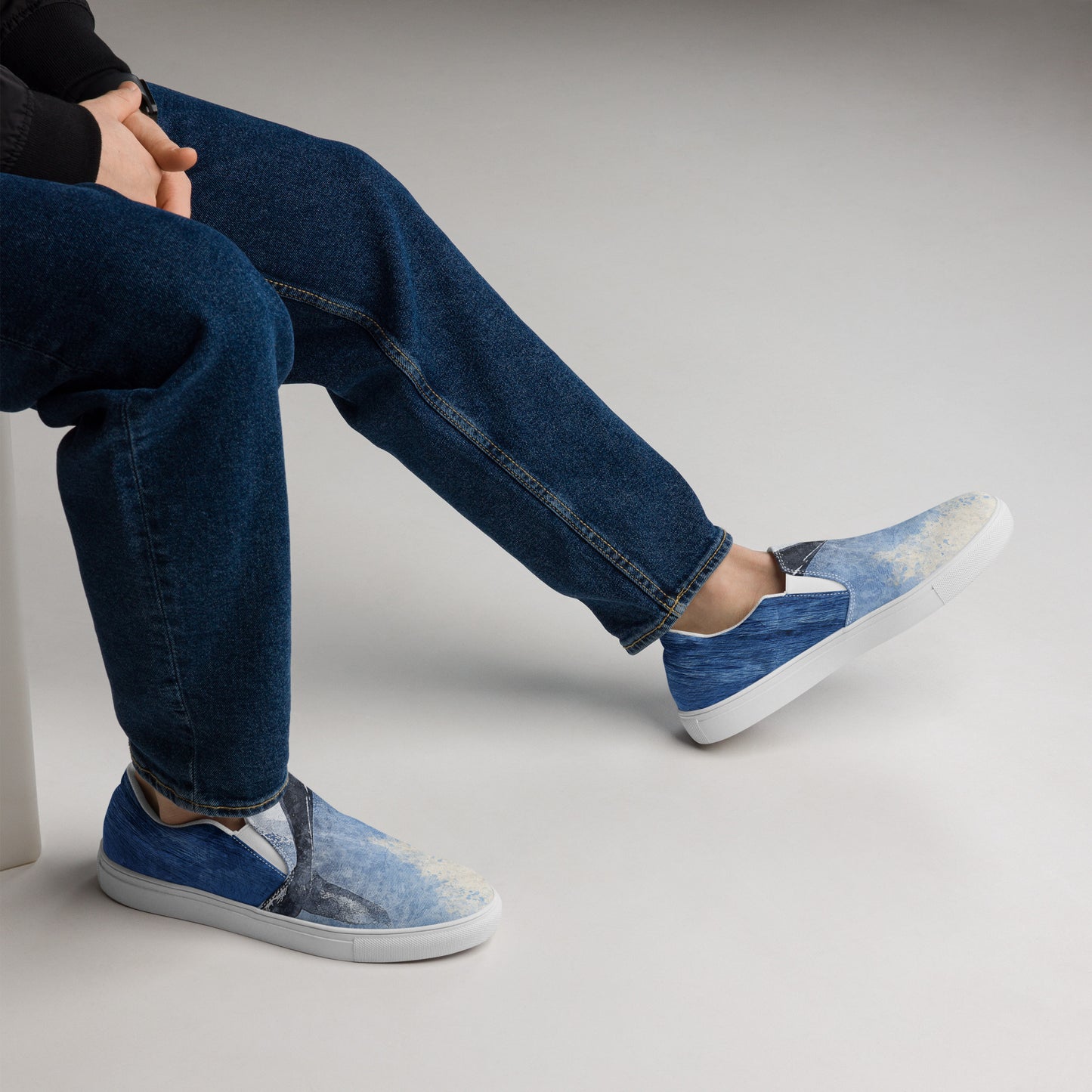 
                  
                    Men’s Blue Slip-On Canvas Shoes | Whale Print
                  
                
