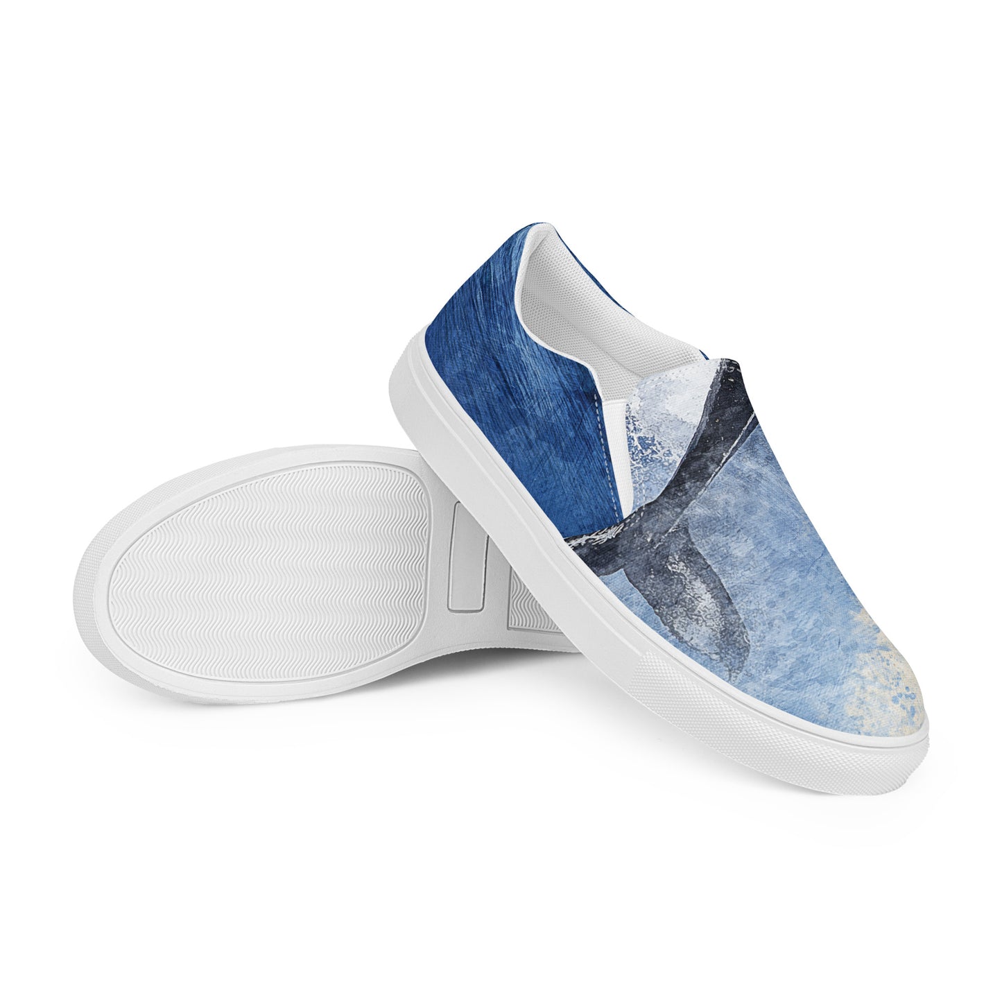 
                  
                    Men’s Blue Slip-On Canvas Shoes | Whale Print
                  
                