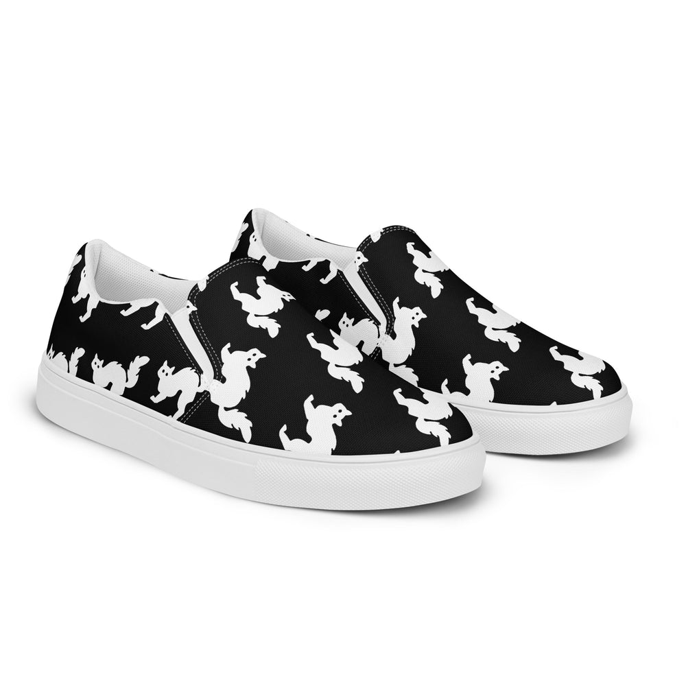 
                  
                    Men’s Slip-On Canvas Shoes | White Cat Print for Casual Style
                  
                