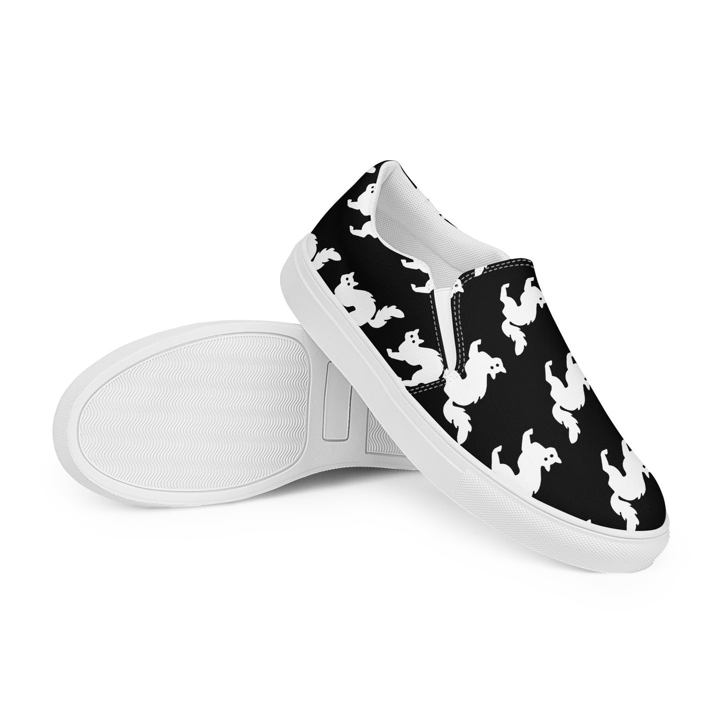 
                  
                    Men’s Slip-On Canvas Shoes | White Cat Print for Casual Style
                  
                