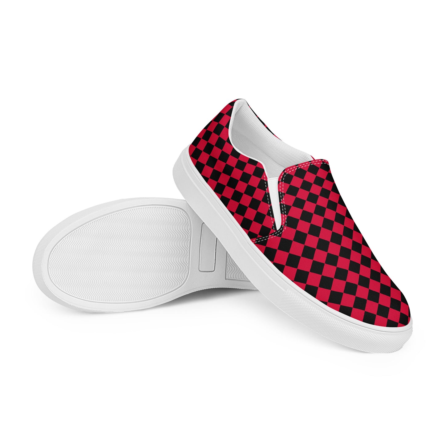 
                  
                    Black/Red Men’s Slip-On Canvas Shoes | Comfortable for Effortless Wear
                  
                