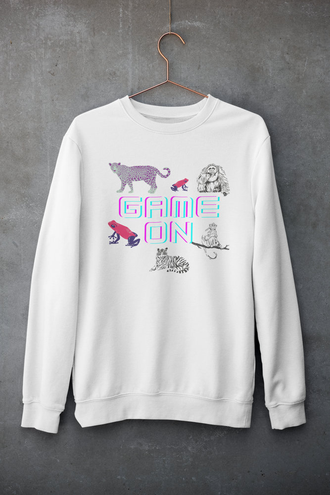 
                  
                    Unisex White organic sweatshirt | Vibrant Animals Print
                  
                