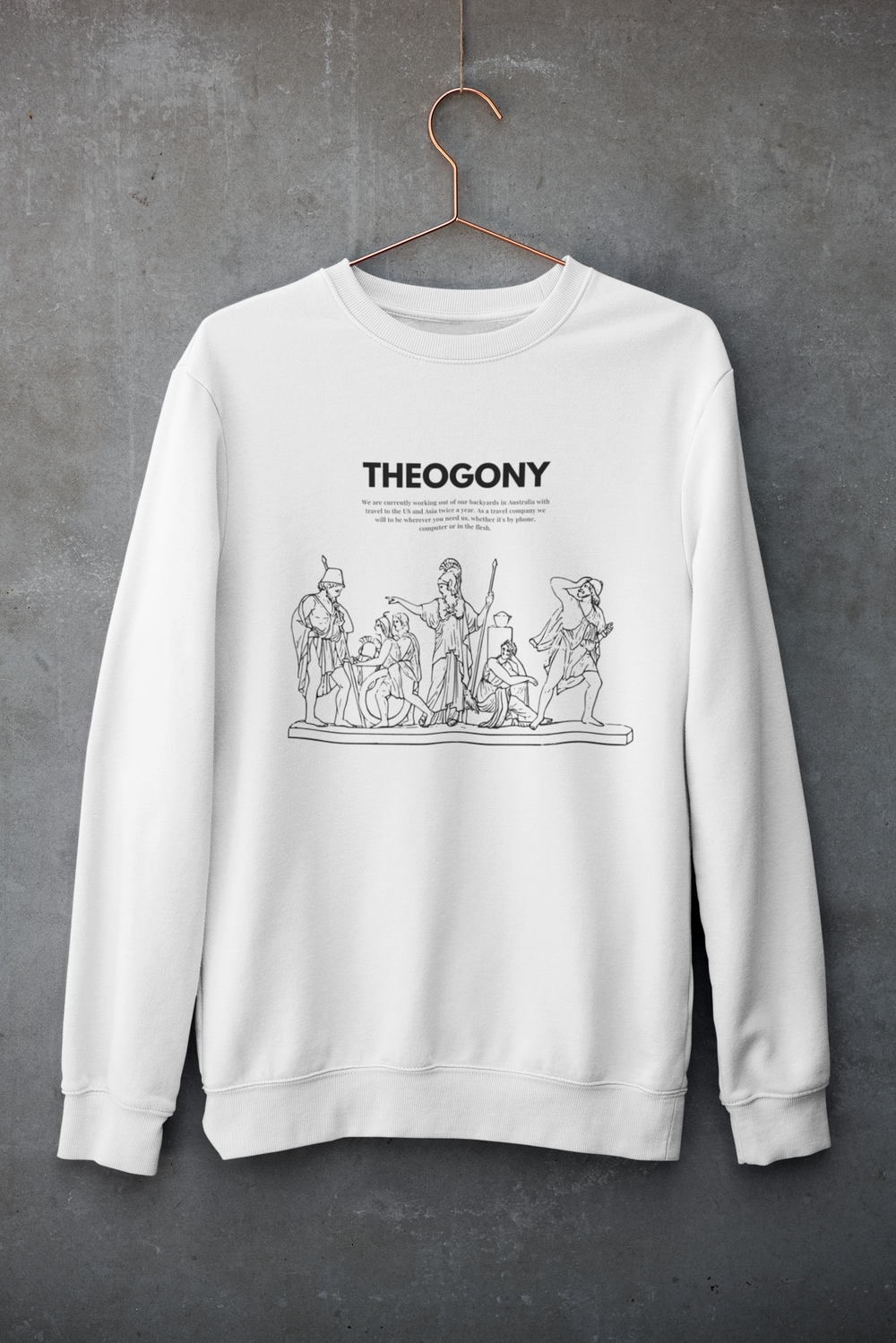 Eco-Friendly Unisex White Sweatshirt | Ancient Heroes Print