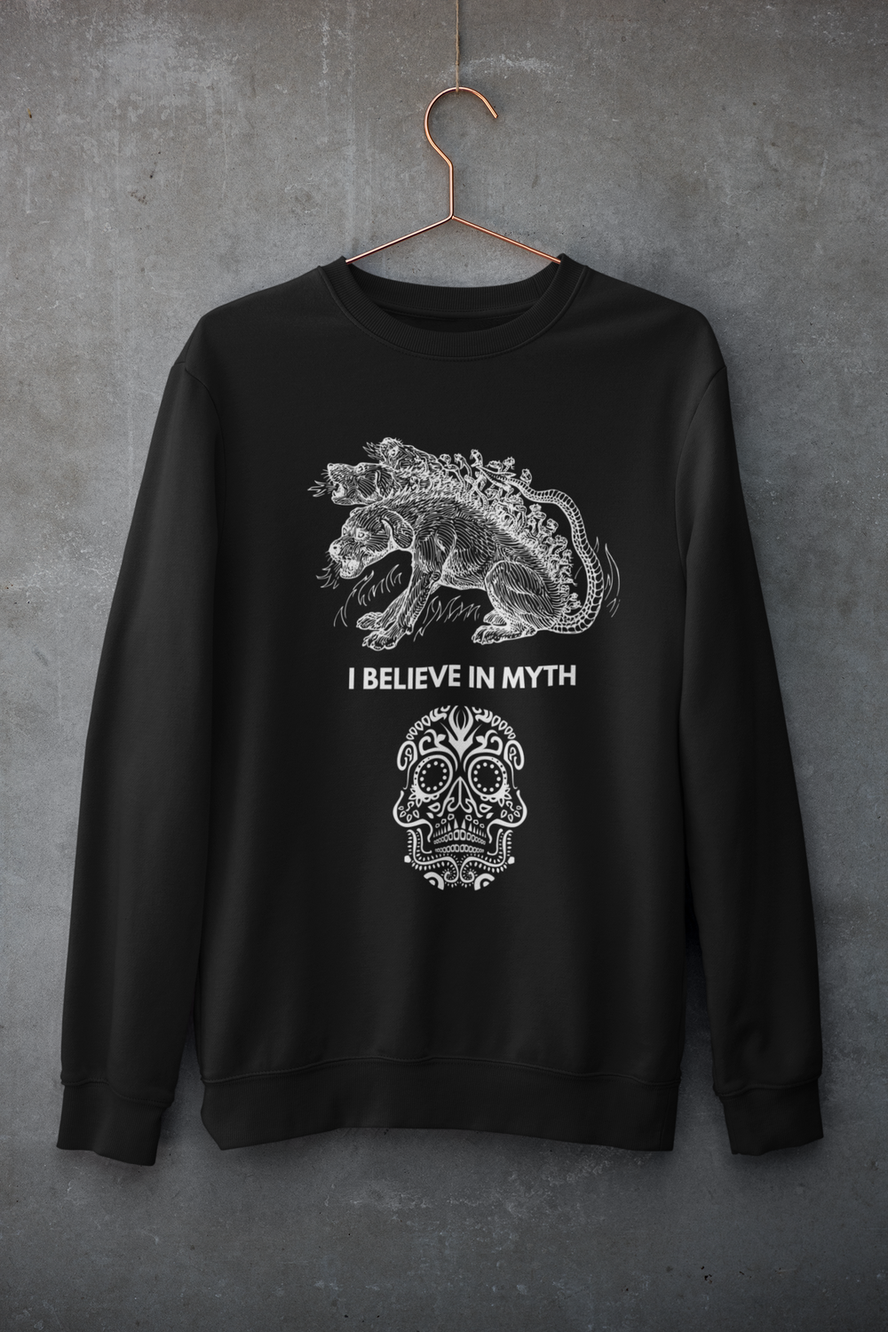 Believe In Myth Premium Black Sweatshirt | Stylish and Inspirational Sweatshirt with Quote