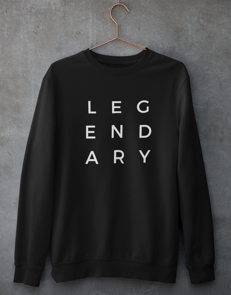 
                  
                    Legendary Unisex Organic Black Sweatshirt ||Stylish White LEGENDARY Print
                  
                