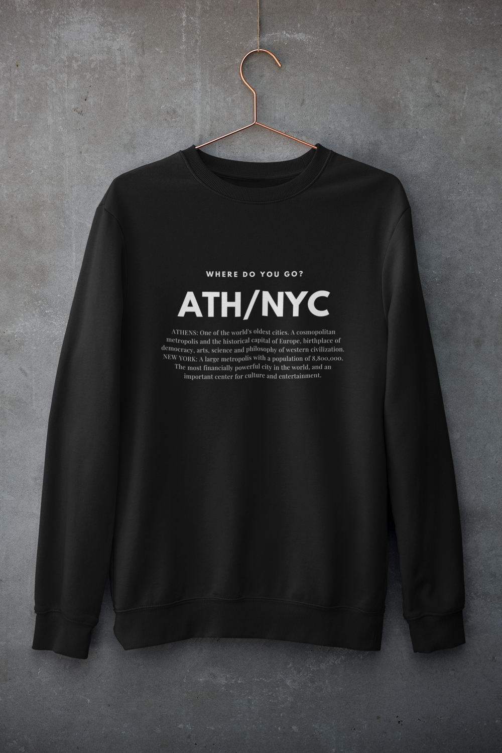 ATH/NYC Black Sweatshirt | Cozy & Stylish Sweatshirt