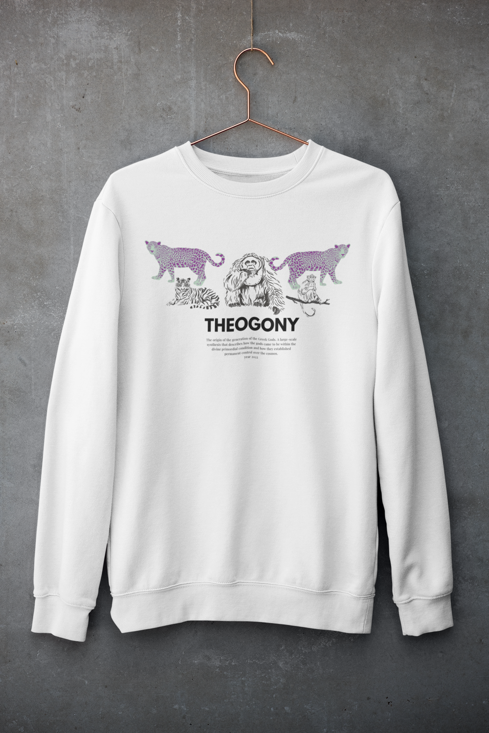 Jungle White Organic Sweatshirt | Sweatshirt with Jungle Animals Print