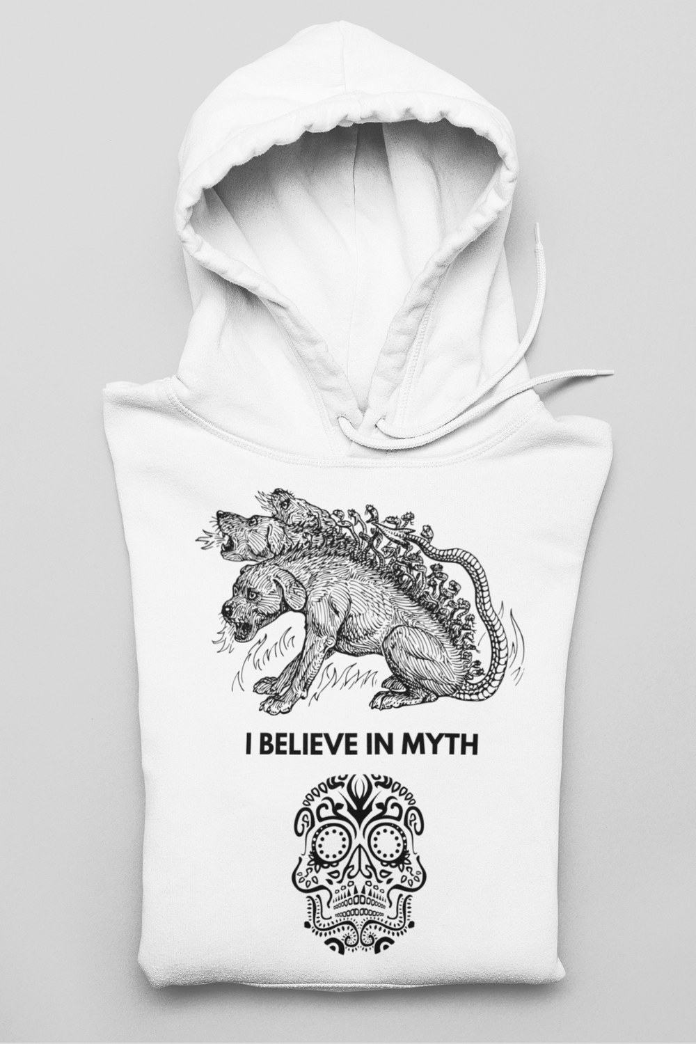 Believe In Myth White Hoodie | Stylish and Inspirational Hoodie with Quote