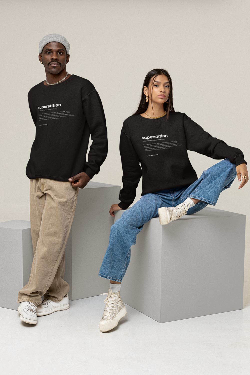 Superstition Black Unisex organic sweatshirt | Superstition Print