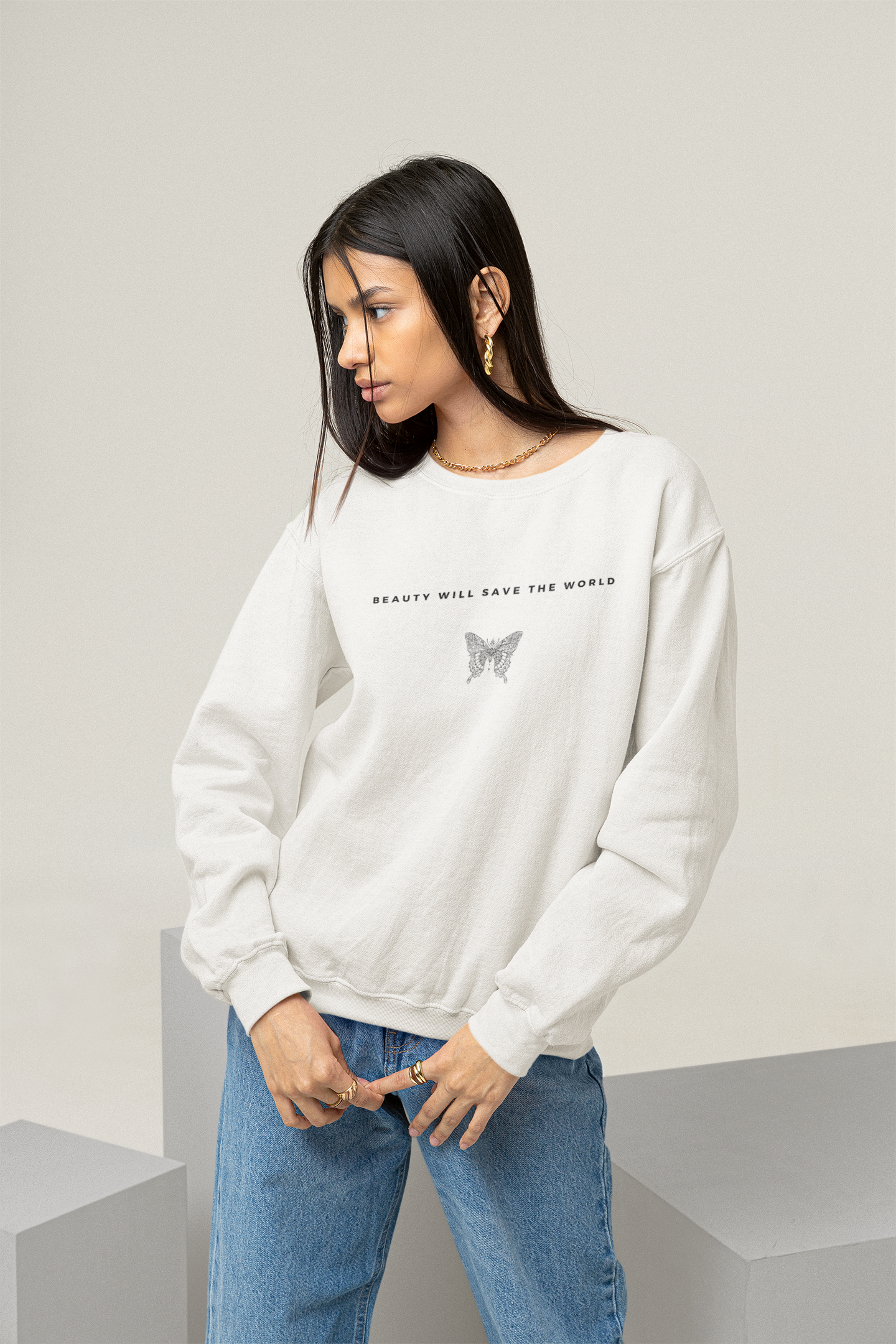 
                  
                    Butterfly | White Unisex organic sweatshirt
                  
                