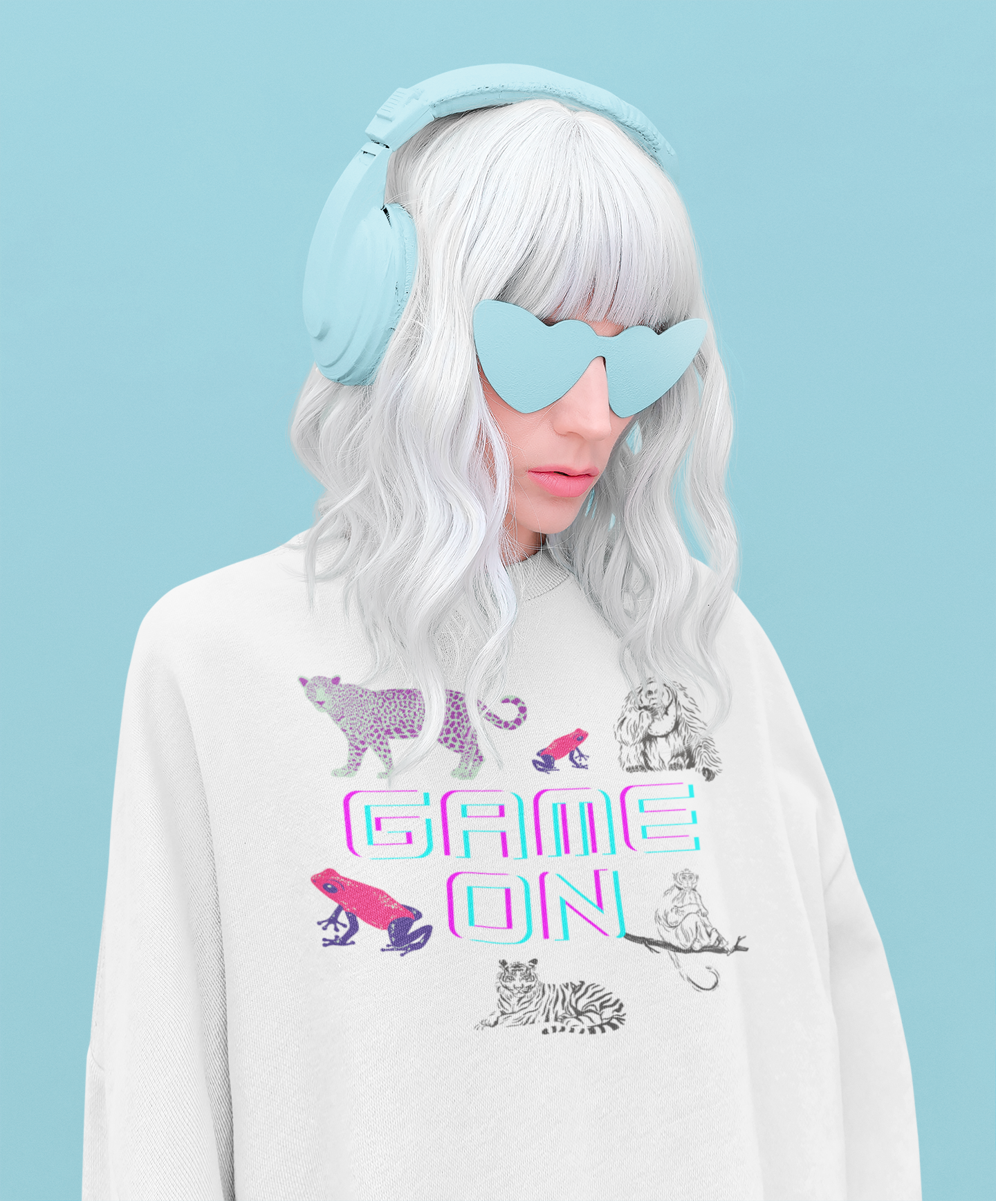 
                  
                    Unisex White organic sweatshirt | Vibrant Animals Print
                  
                