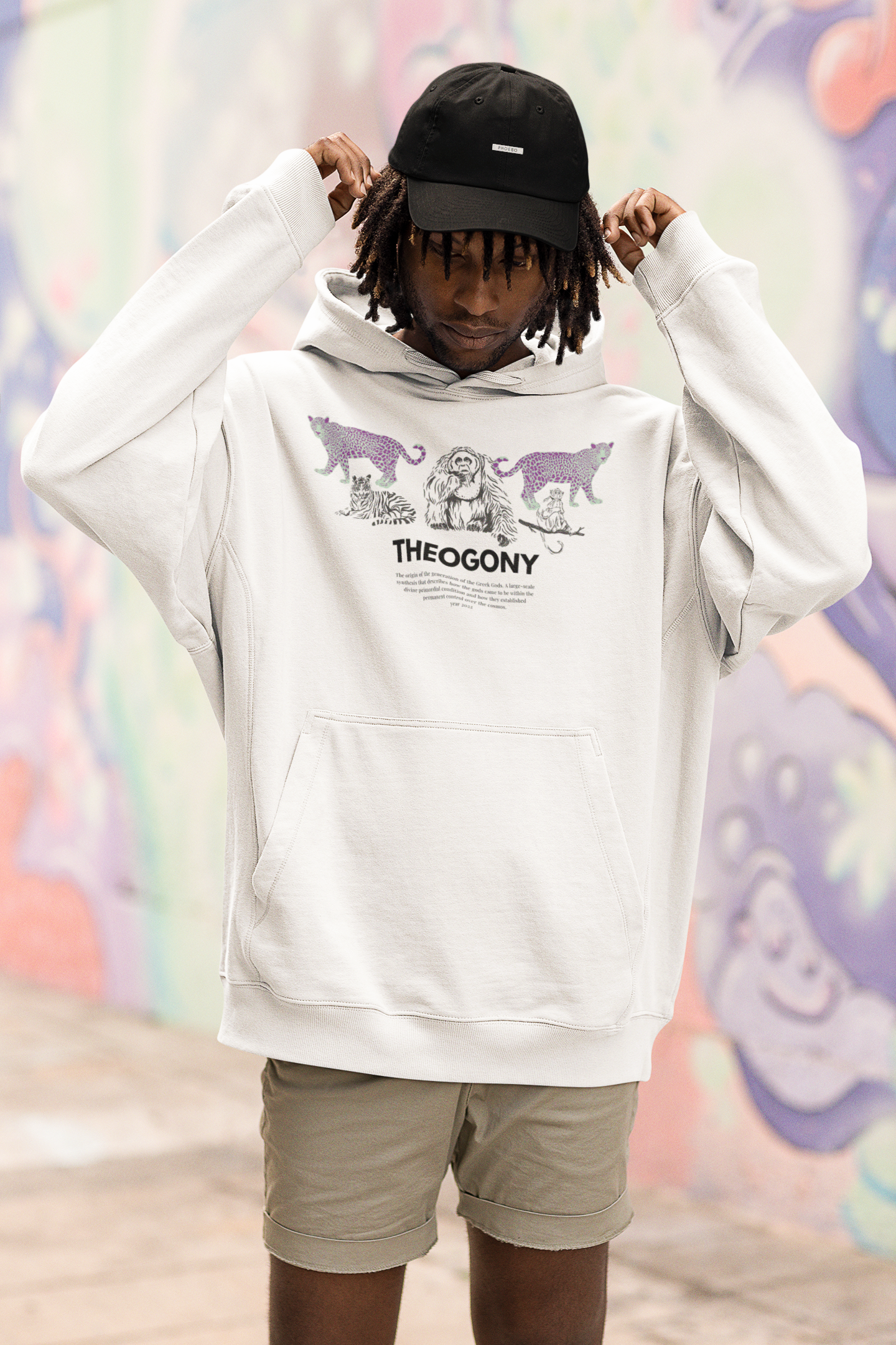 
                  
                    Theogony Classic Unisex White Hoodie | Jungle Animals Print
                  
                