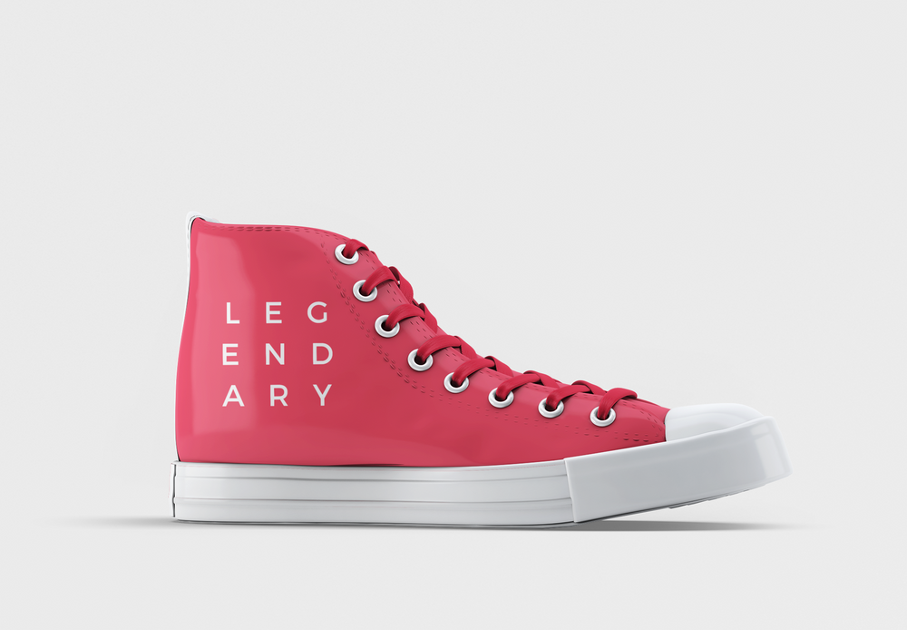 Vibrant Pink Women's High Top Sneakers | LEGENDARY white Print