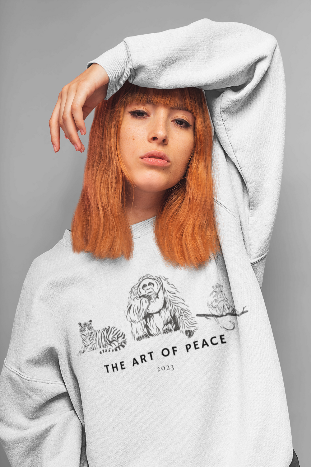 White Unisex Sweatshirt | Jungle Animals Print