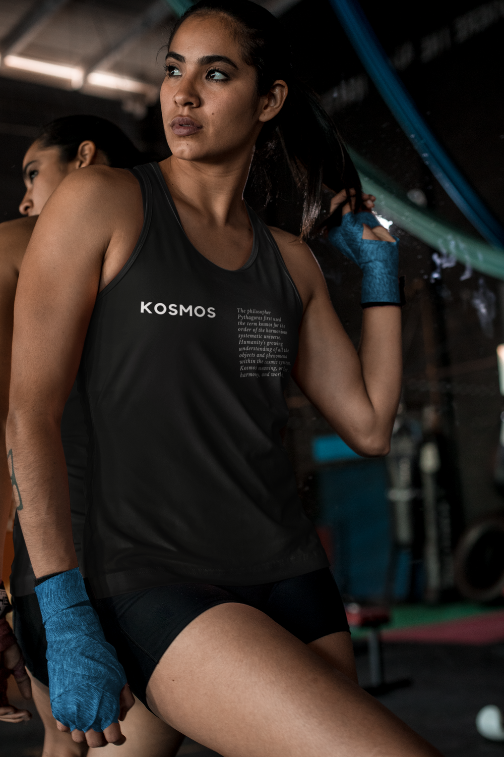 Black Unisex Jersey Tank | Greek Word KOSMOS Print