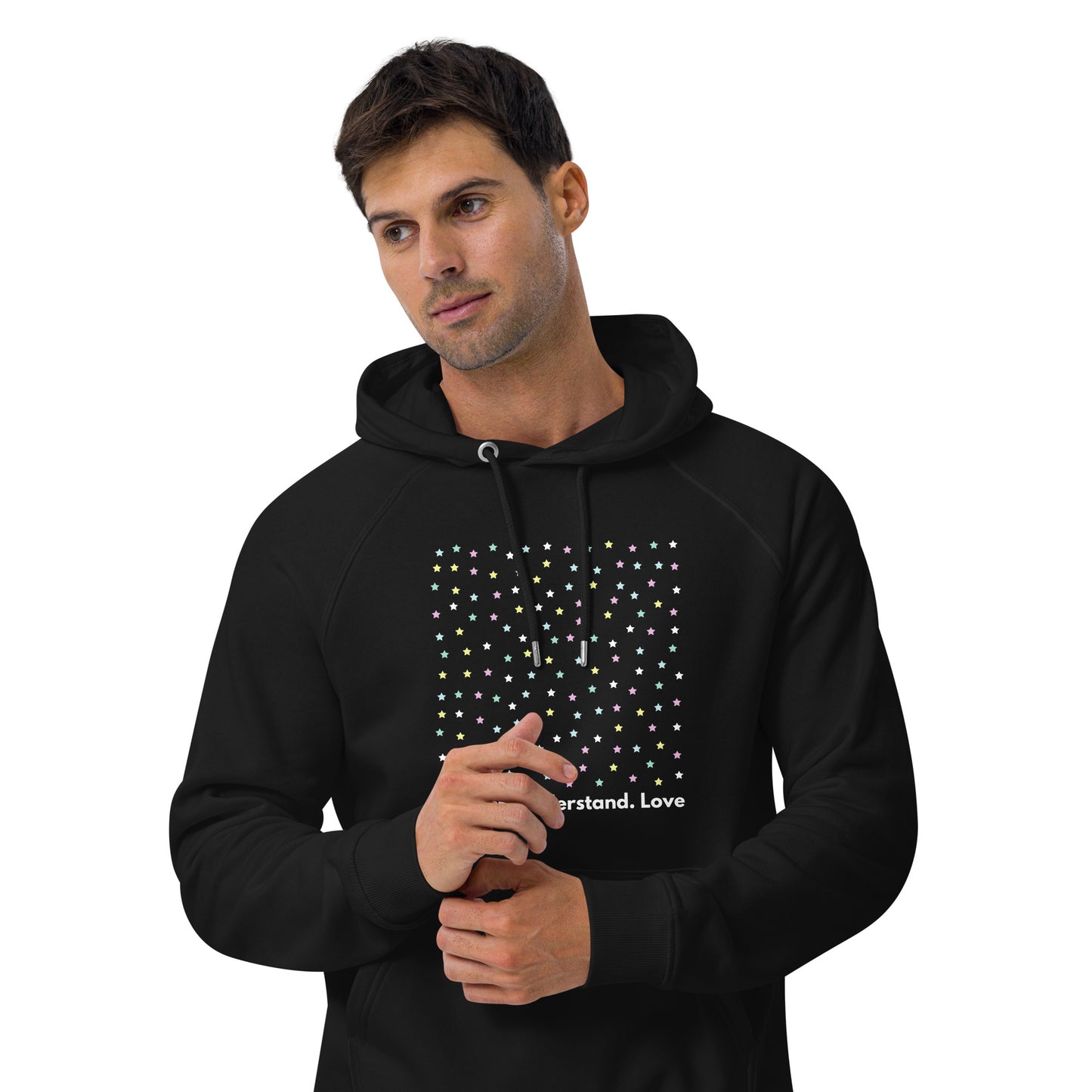 
                  
                    Colorful Stars eco raglan hoodie | Accept, Understand, Love
                  
                