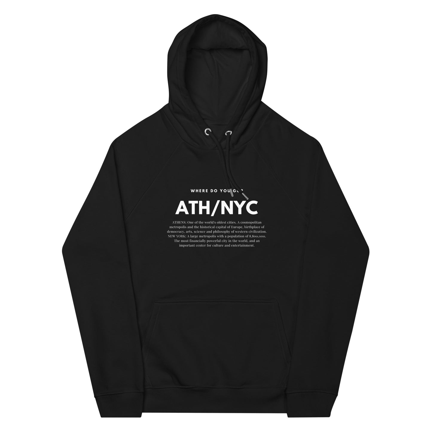 
                  
                    ATHENS x NEW YORK Unisex Eco Raglan Hoodie | Timeless Style
                  
                