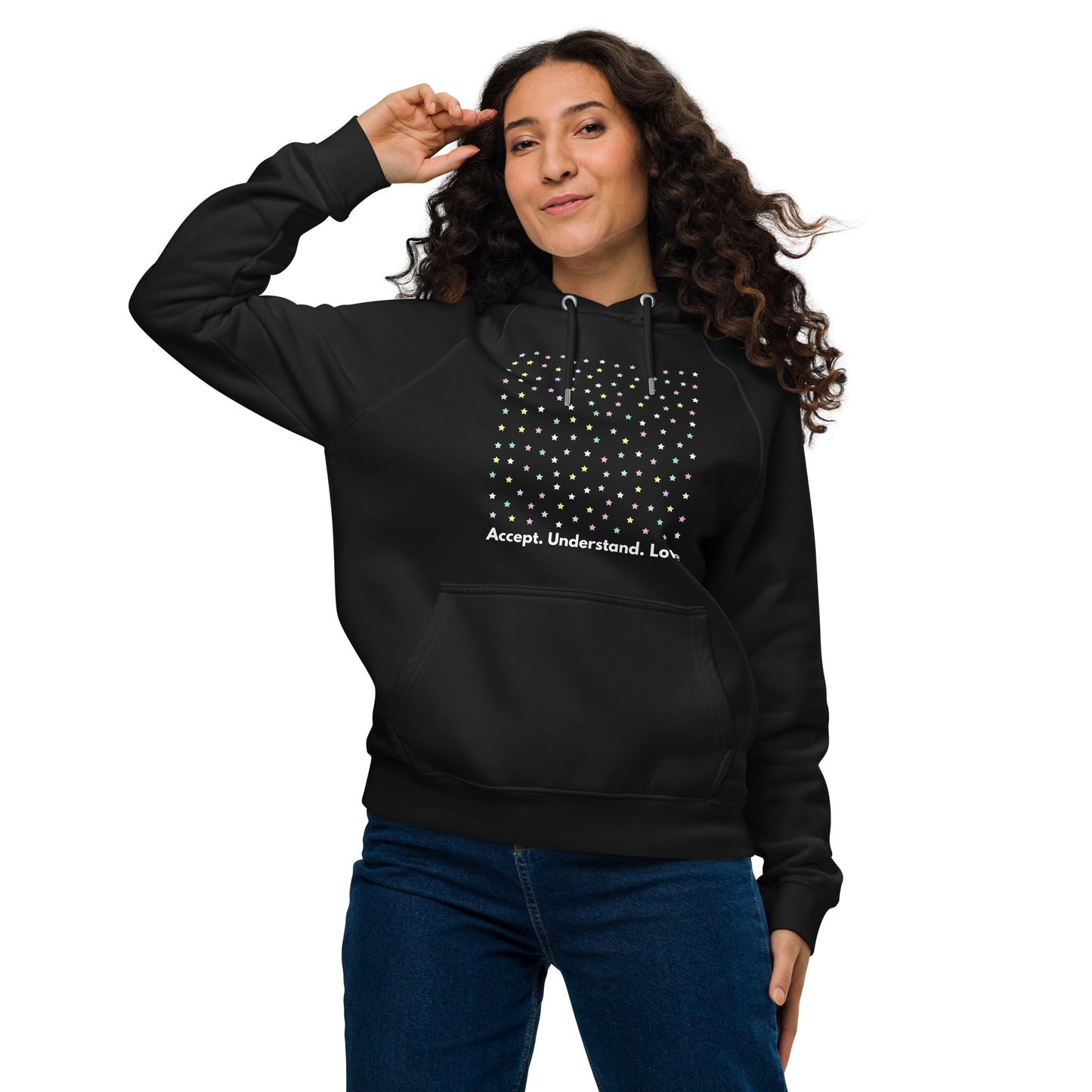 
                  
                    Stars Eco Raglan Hoodie | Message of Acceptance and Love
                  
                