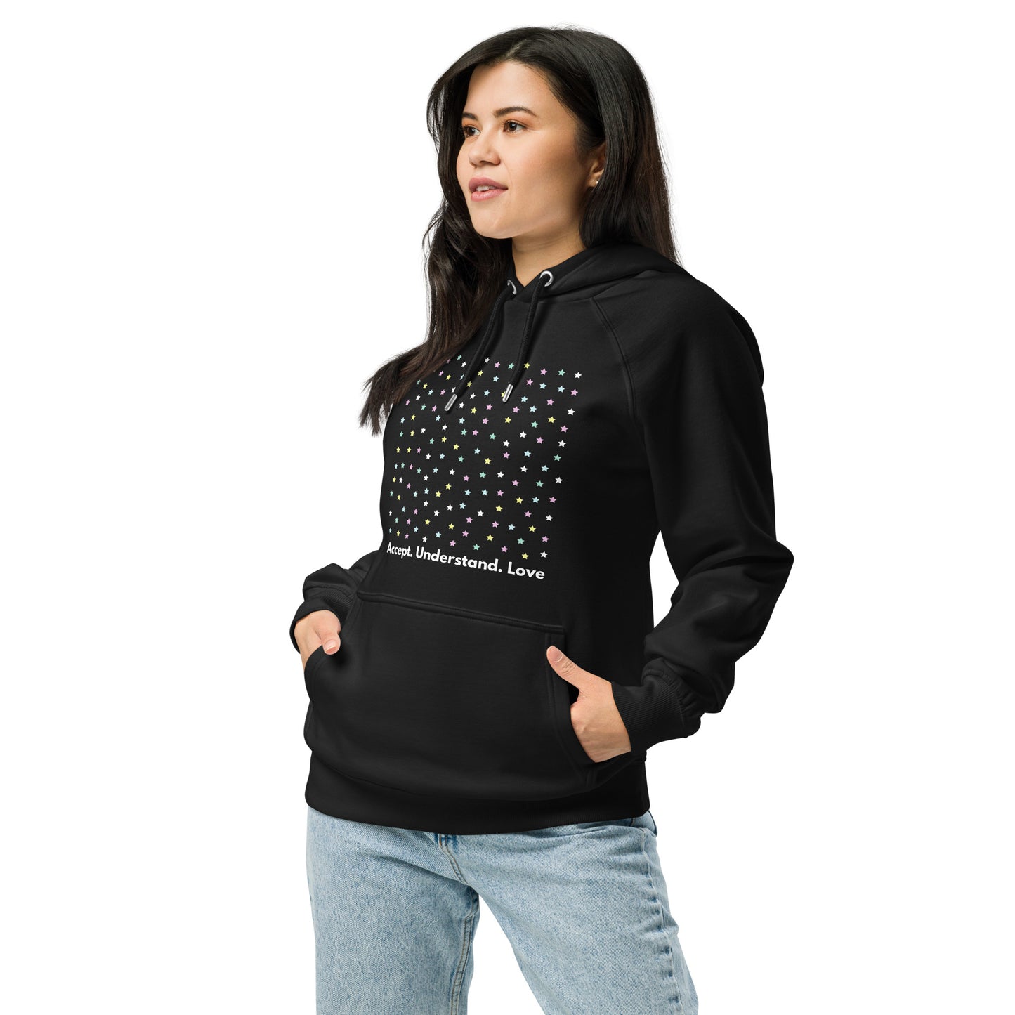 
                  
                    Unisex eco raglan hoodie | Colorful Stars Print
                  
                