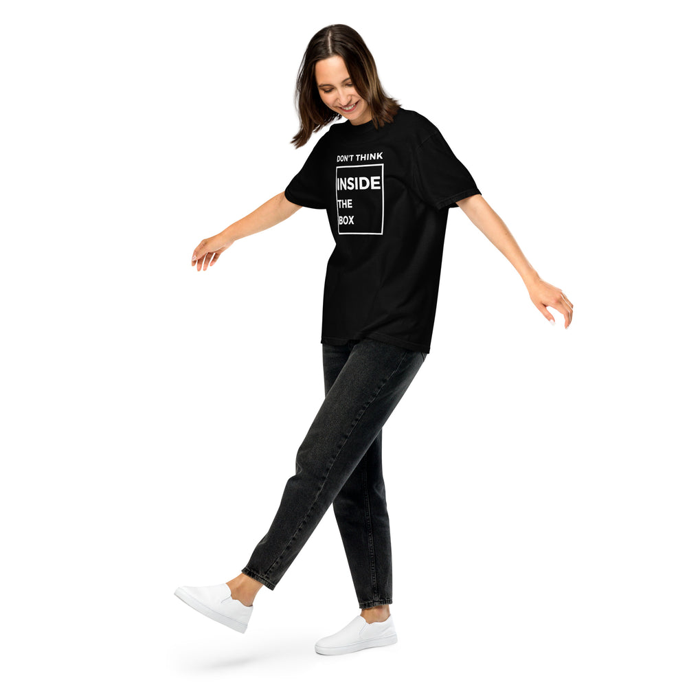 Black Garment-Dyed Heavyweight T-Shirt | Don't Think Inside the Box Quote