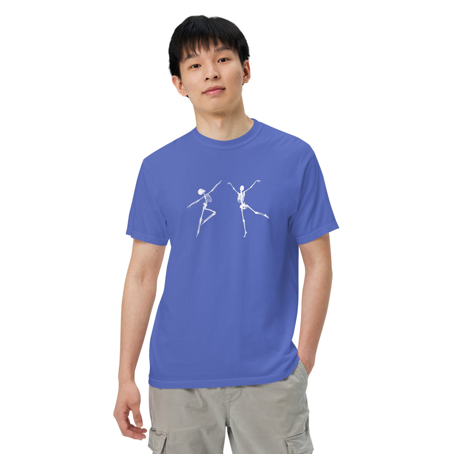 
                  
                    True Navy garment-dyed heavyweight t-shirt | White Skeleton Print
                  
                