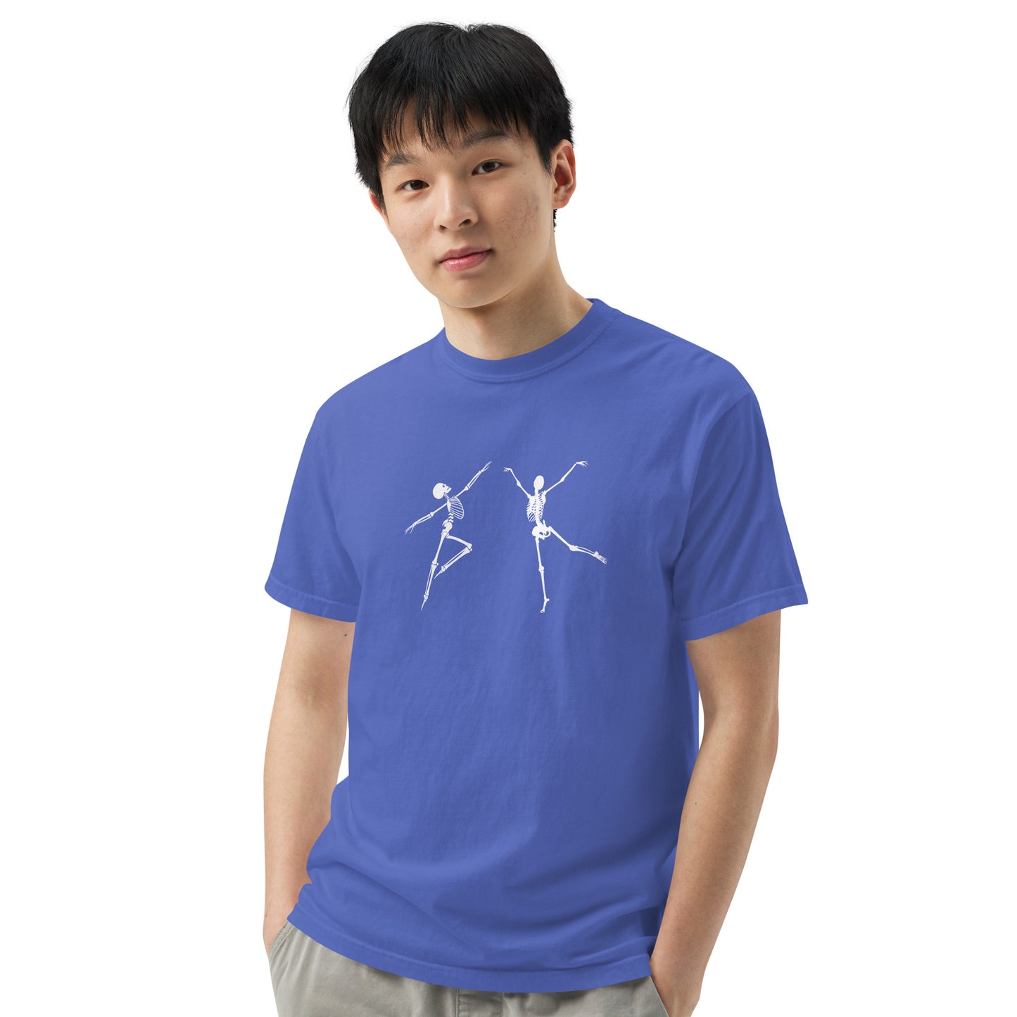 
                  
                    True Navy garment-dyed heavyweight t-shirt | White Skeleton Print
                  
                