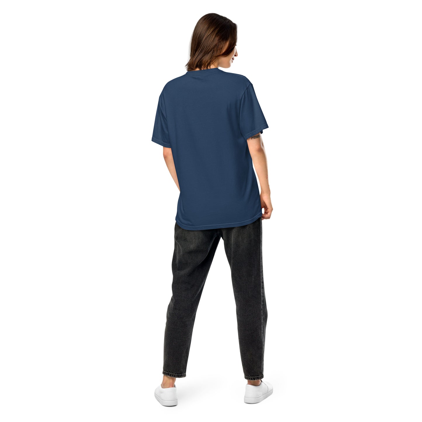 
                  
                    True Navy garment-dyed heavyweight t-shirt | White Skeleton Print
                  
                