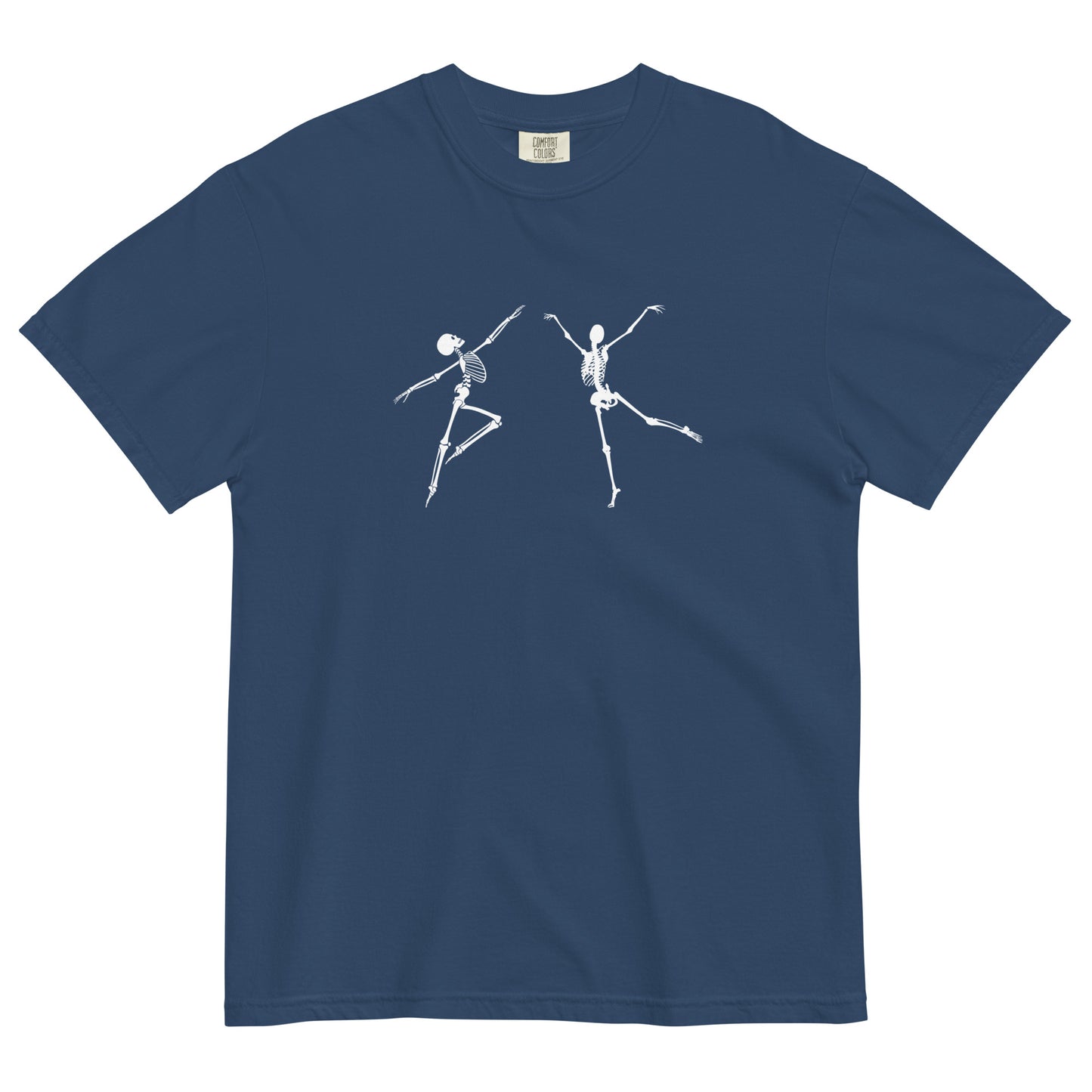 
                  
                    True Navy garment-dyed heavyweight t-shirt | White Skeleton Print
                  
                
