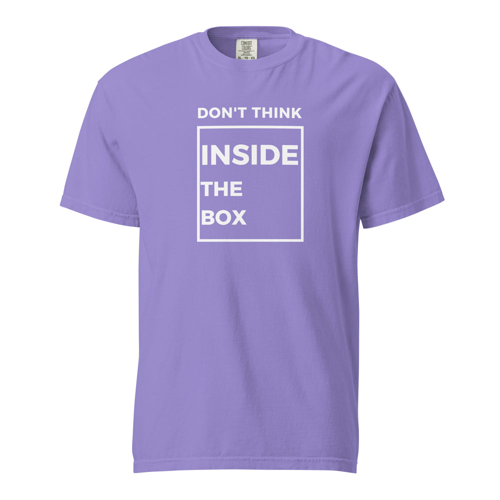 
                  
                    Black Garment-Dyed Heavyweight T-Shirt | Don't Think Inside the Box Quote
                  
                