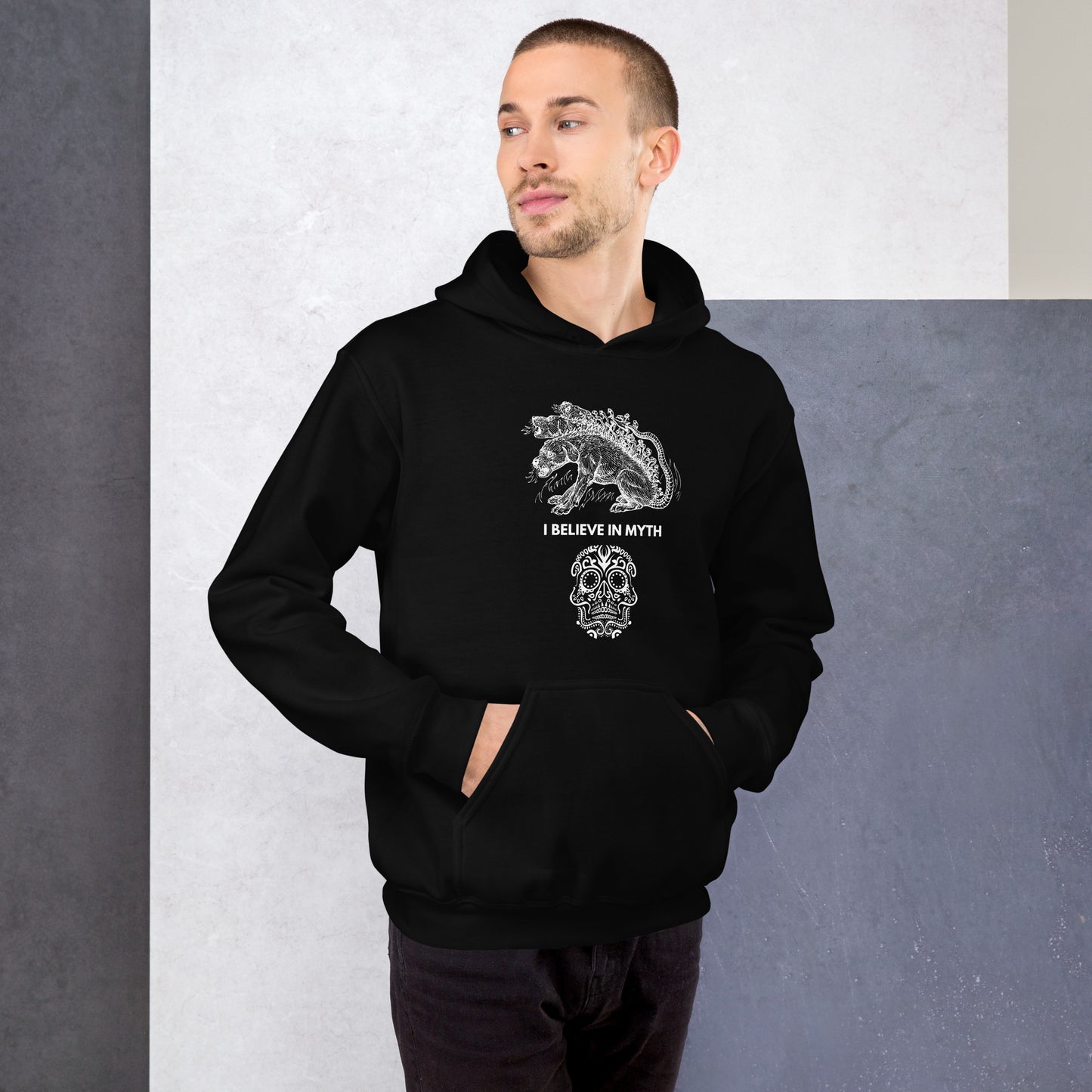 
                  
                    Black Unisex Hoodie | I Believe In Myth Quote
                  
                