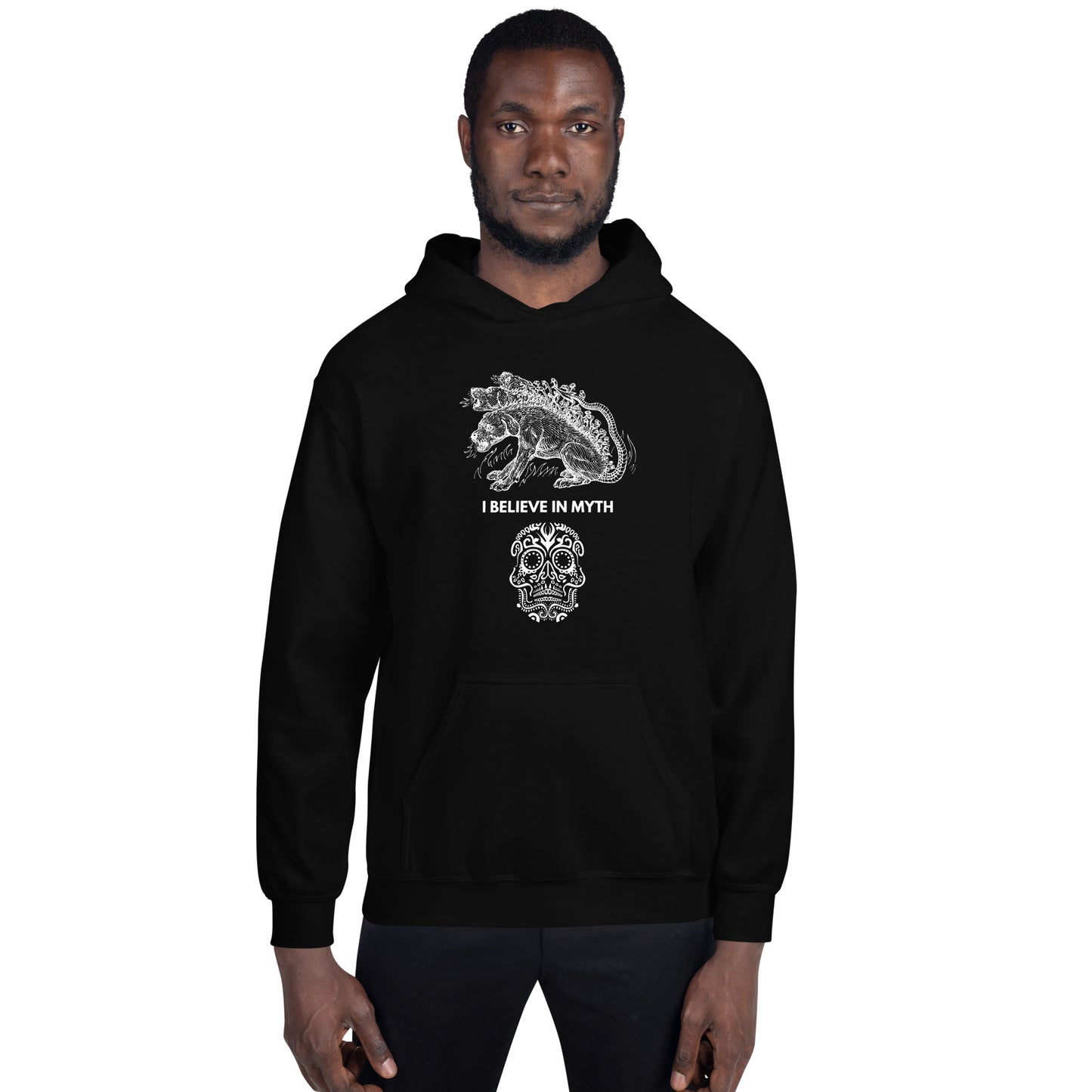 
                  
                    Black Unisex Hoodie | I Believe In Myth Quote
                  
                