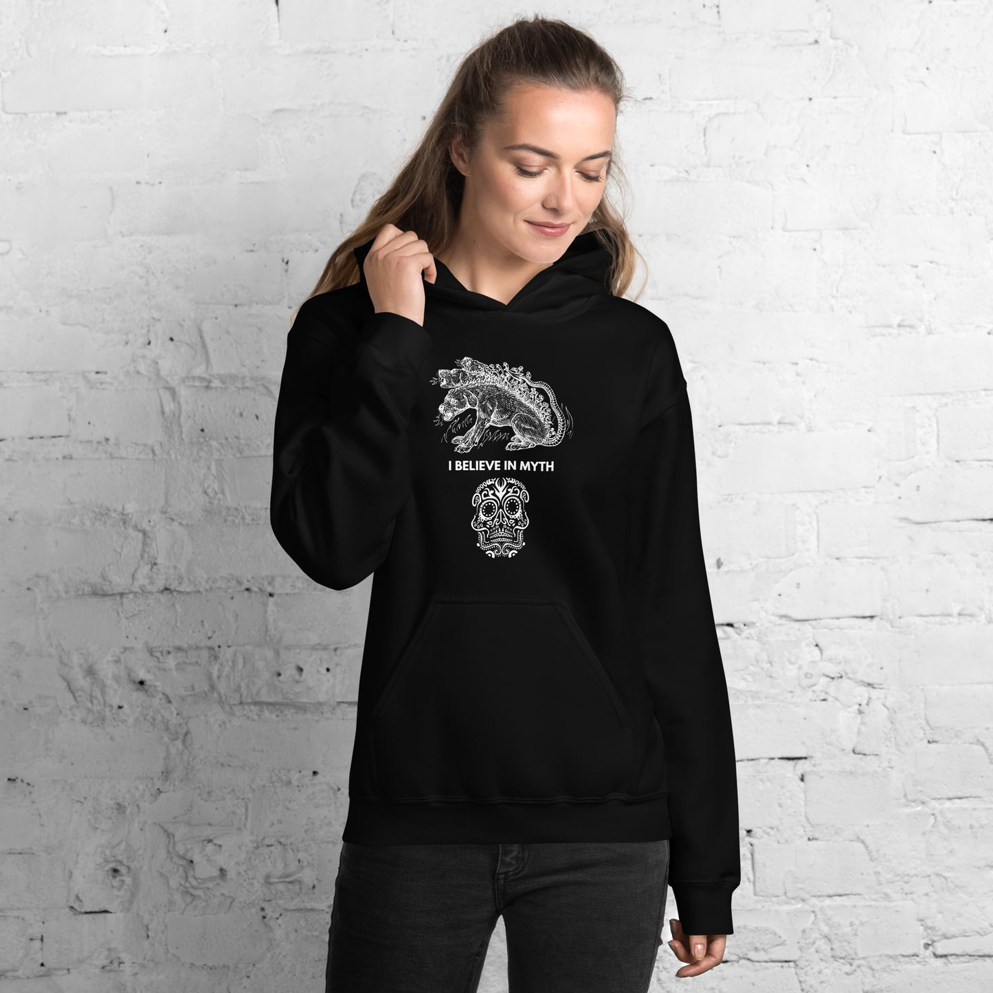 
                  
                    Black Unisex Hoodie | I Believe In Myth Quote
                  
                